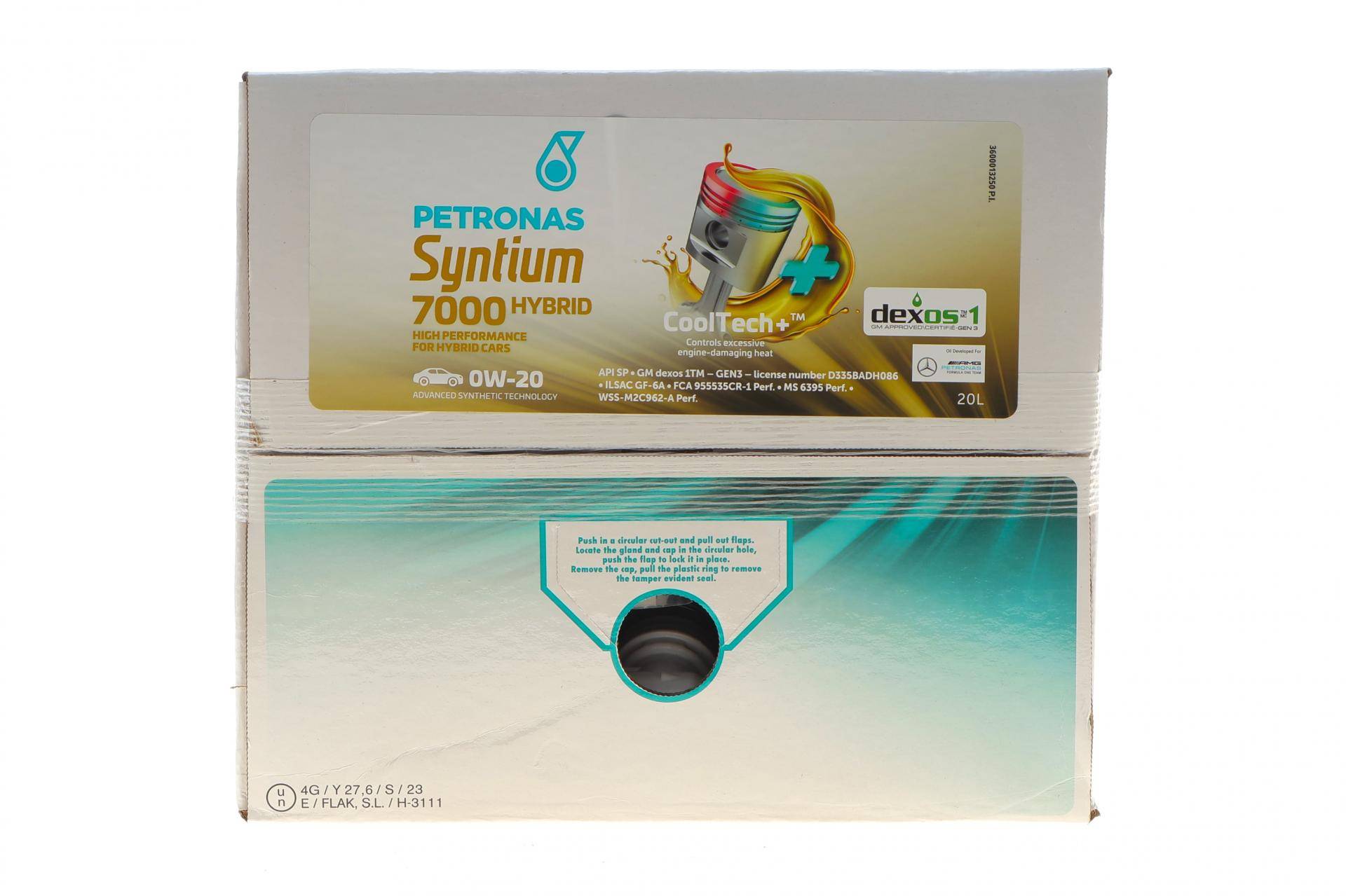 Олива 0W20 SYNTIUM 7000 HYBRID (20L) (API SP/ILSAC GF-6A) (GM dexos1 Gen 3/Ford WSS-M2C962-A1) упаковка BIB