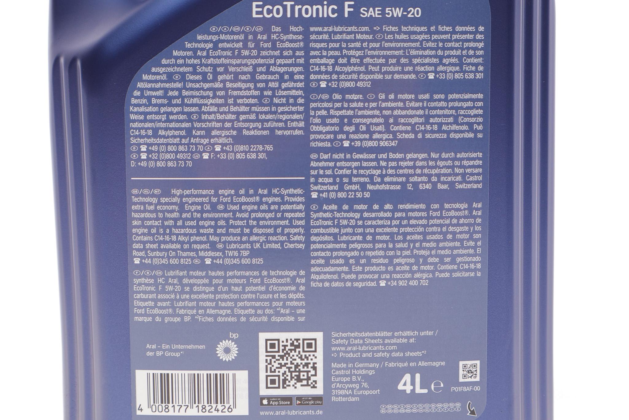 Олива 5W20 Eco Tronic F (4L) (Ford WSS-M2C948-B)