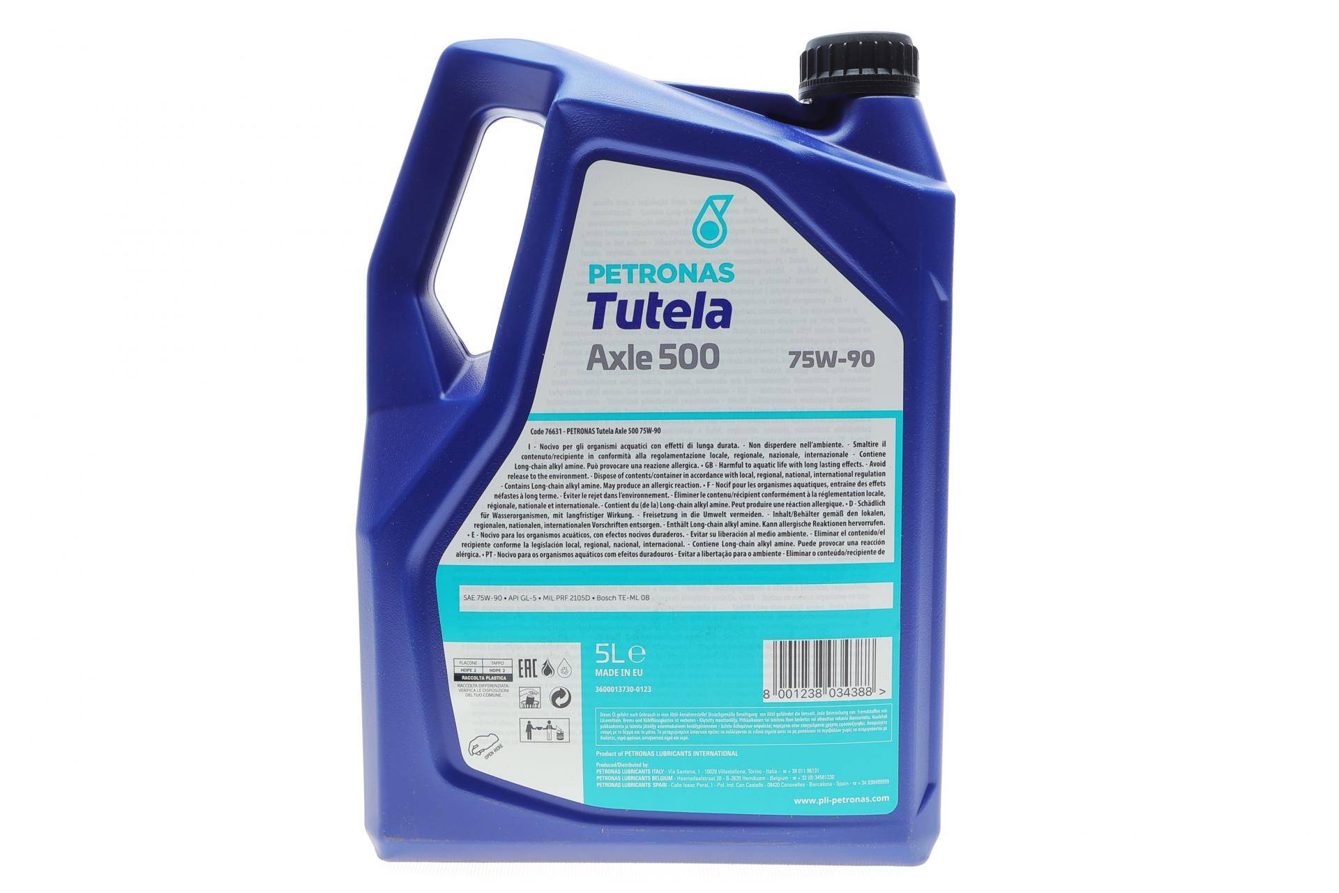 Олива 75W90 TUTELA AXLE 500 (5L) API GL-5 (MIL PRF 2105D/ZF TE-ML 07A/TE-ML 08/Bosch TE-ML 08)