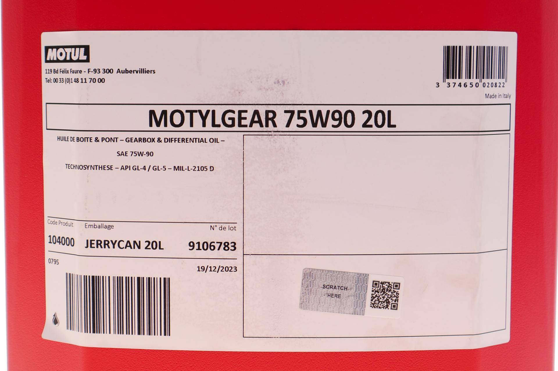 Олива 75W90 Motyl Gear (20L) (API GL-4/GL-5) (104000)