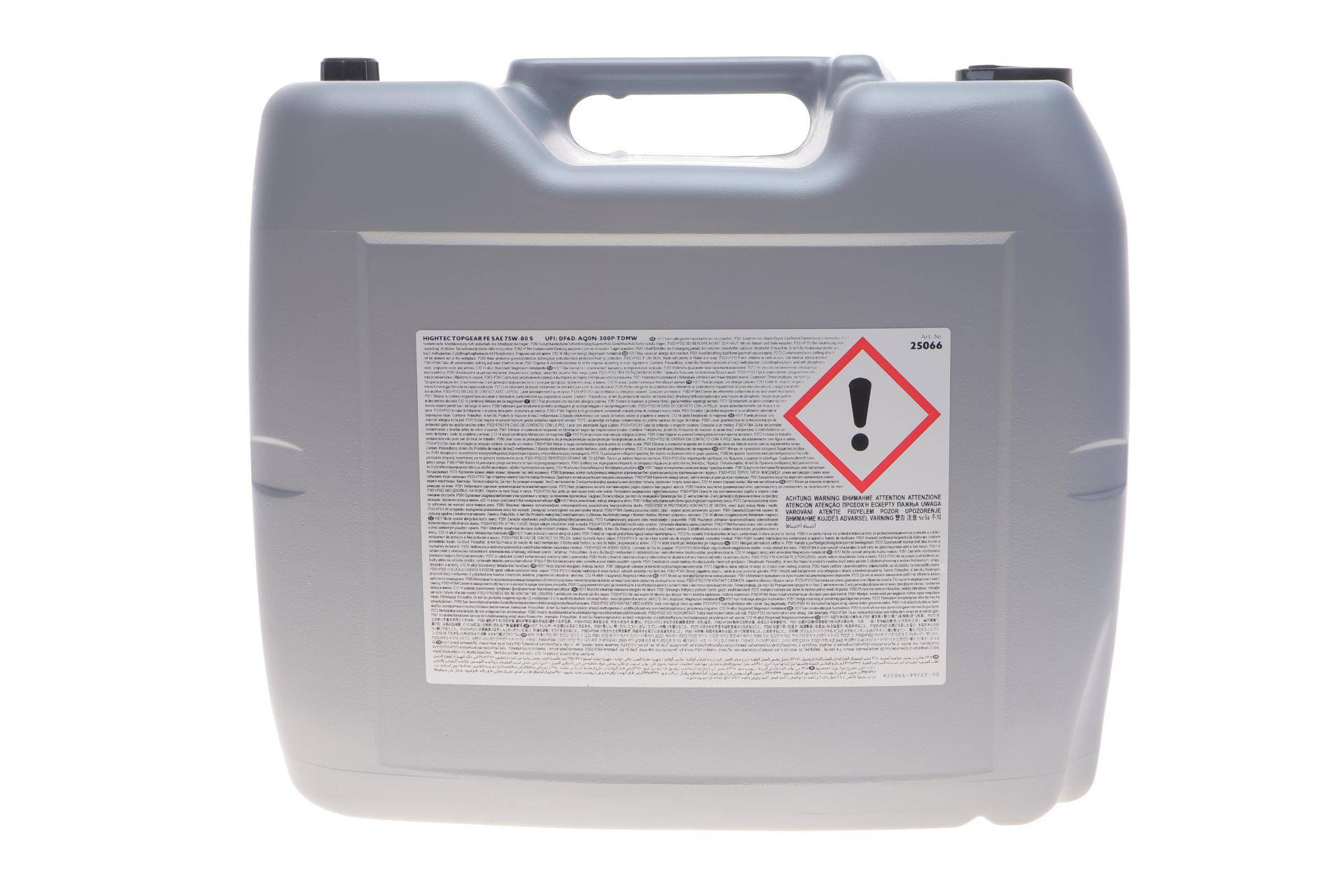 Олива 75W80 HIGHTEC TOPGEAR FE S (20L) (API GL-4/GL-5/9.55550-MZ2/MB 235.10/PSA 9730 A2)