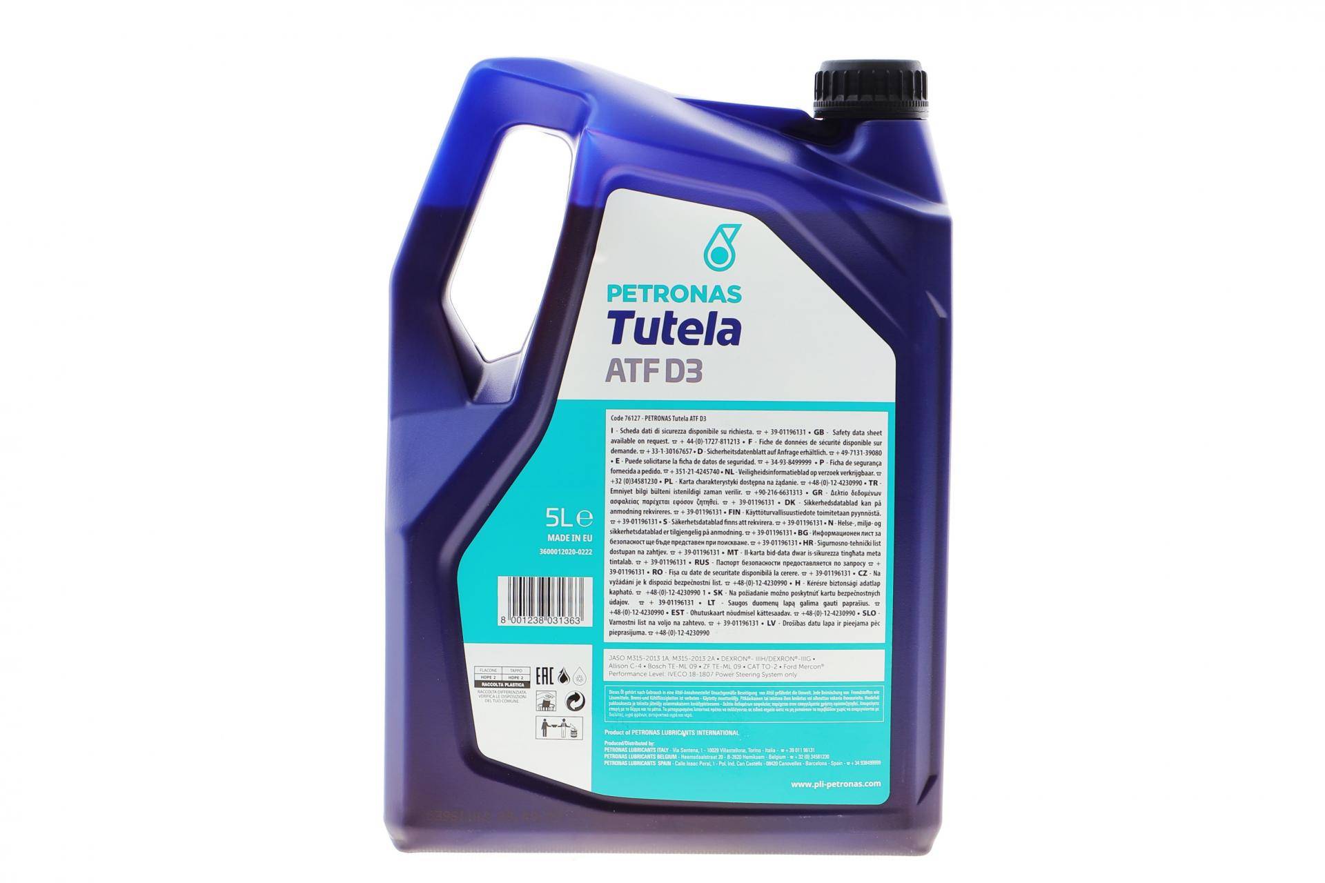 Олива TUTELA ATF D3 (5L) (GM Dexron III-H/Dexron III-G/Allison C4/Ford Mercon)