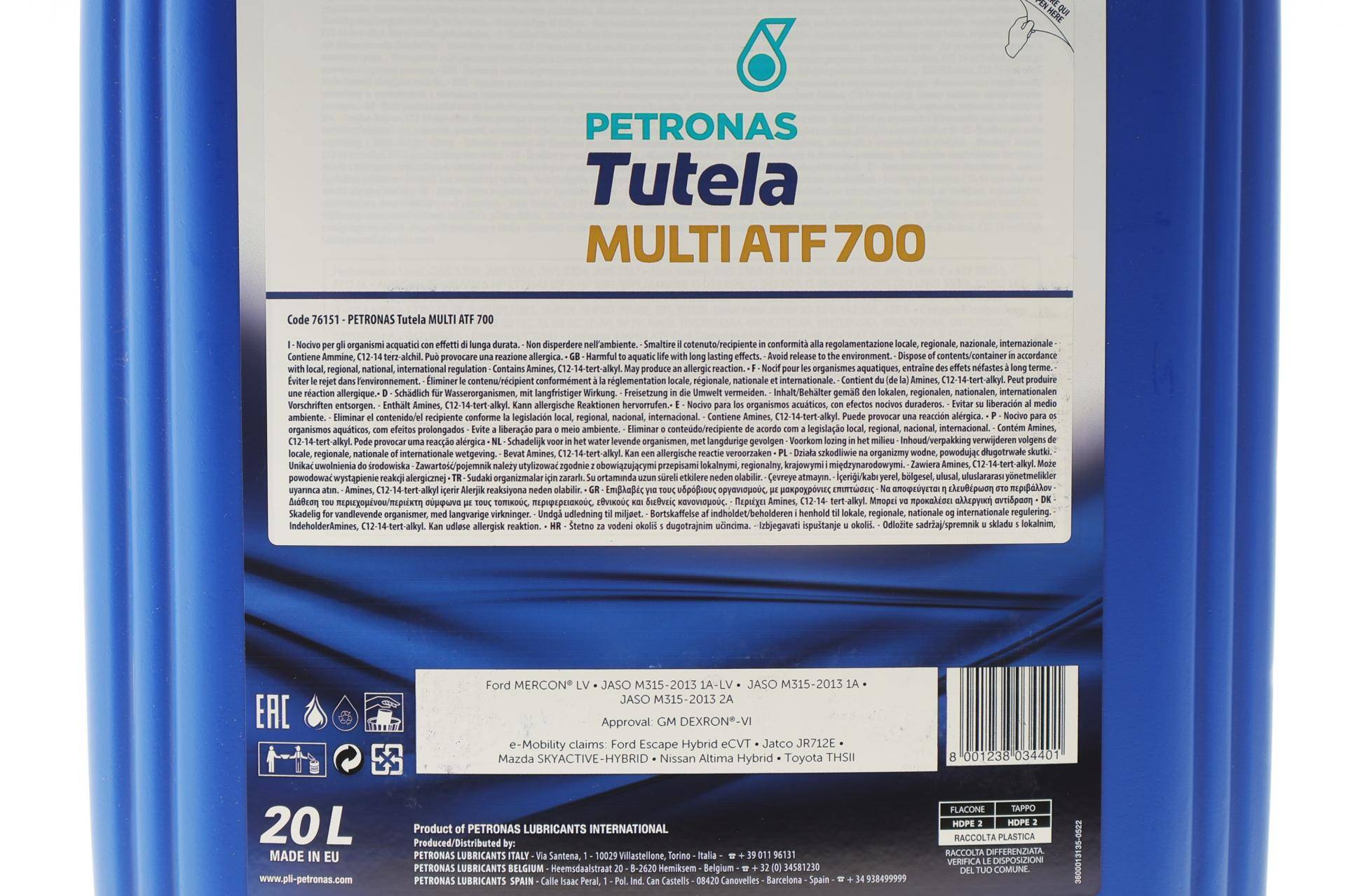 Олива TUTELA MULTI ATF 700 (20L) (DEXRON VI/ Ford MERCON LV/PSA B71 2340)