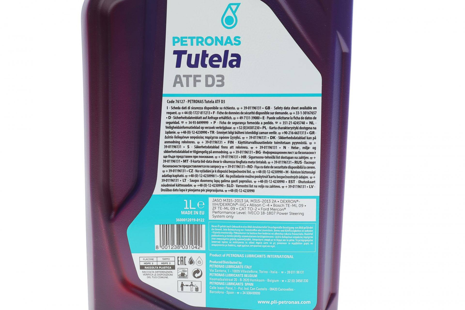 Олива TUTELA ATF D3 (1L) (GM Dexron III-H/Dexron III-G/Allison C4/Ford Mercon)