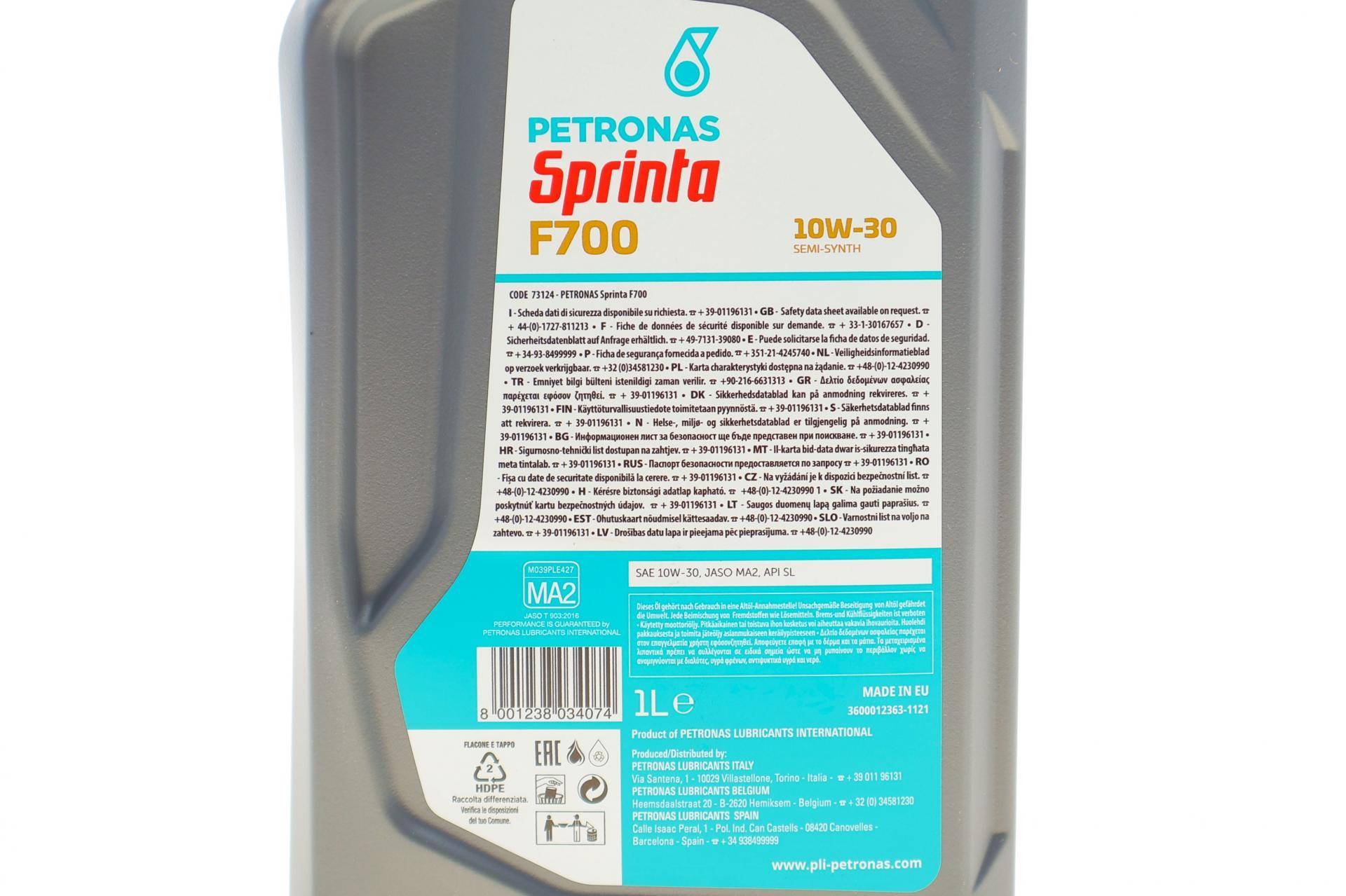 Олива 10W30 SPRINTA F700 4T (1L) (API SL/JASO MA2)