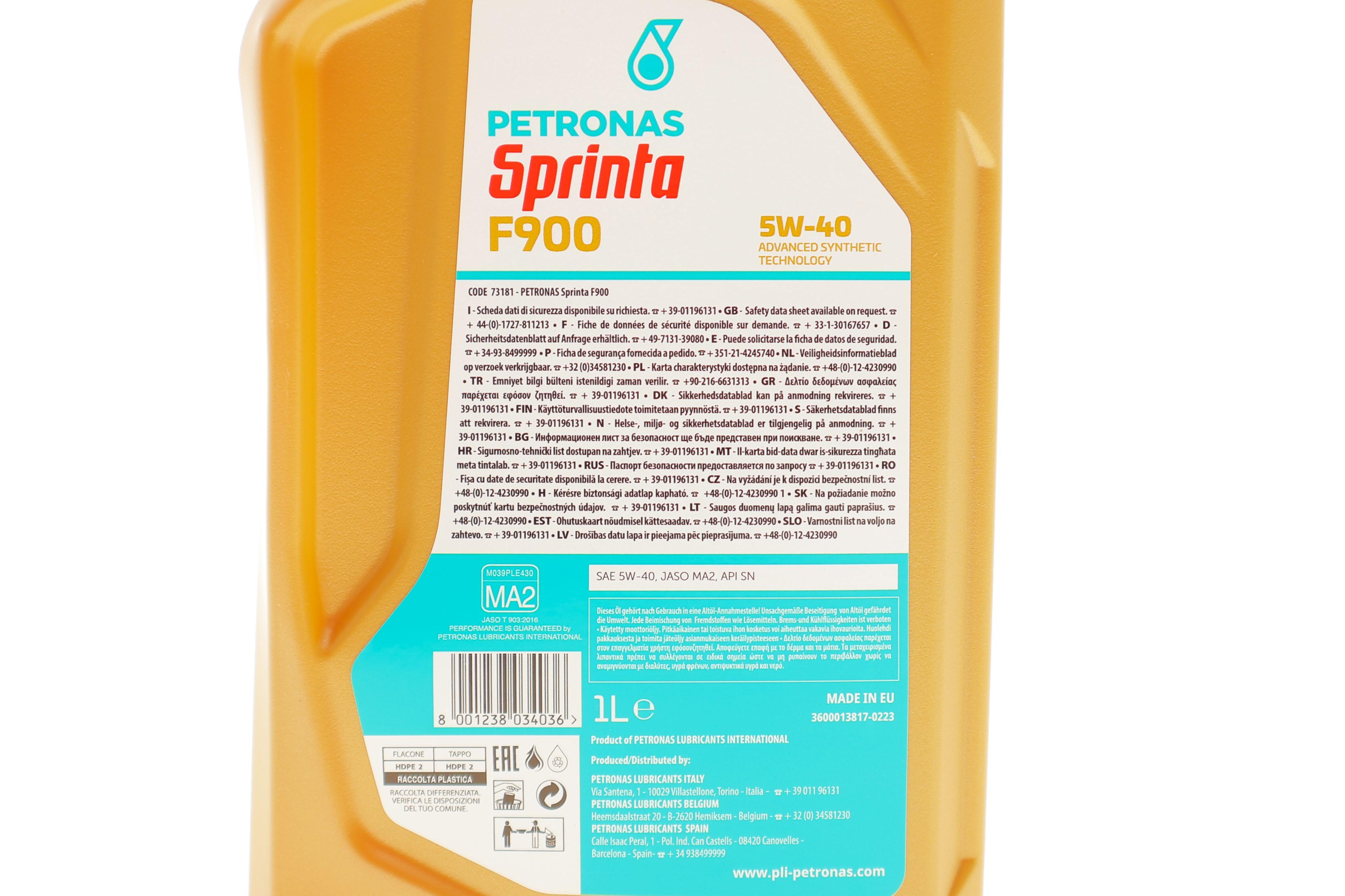 Олива 5W40 SPRINTA F900 4T (1L) (JASO MA2) (API SN)