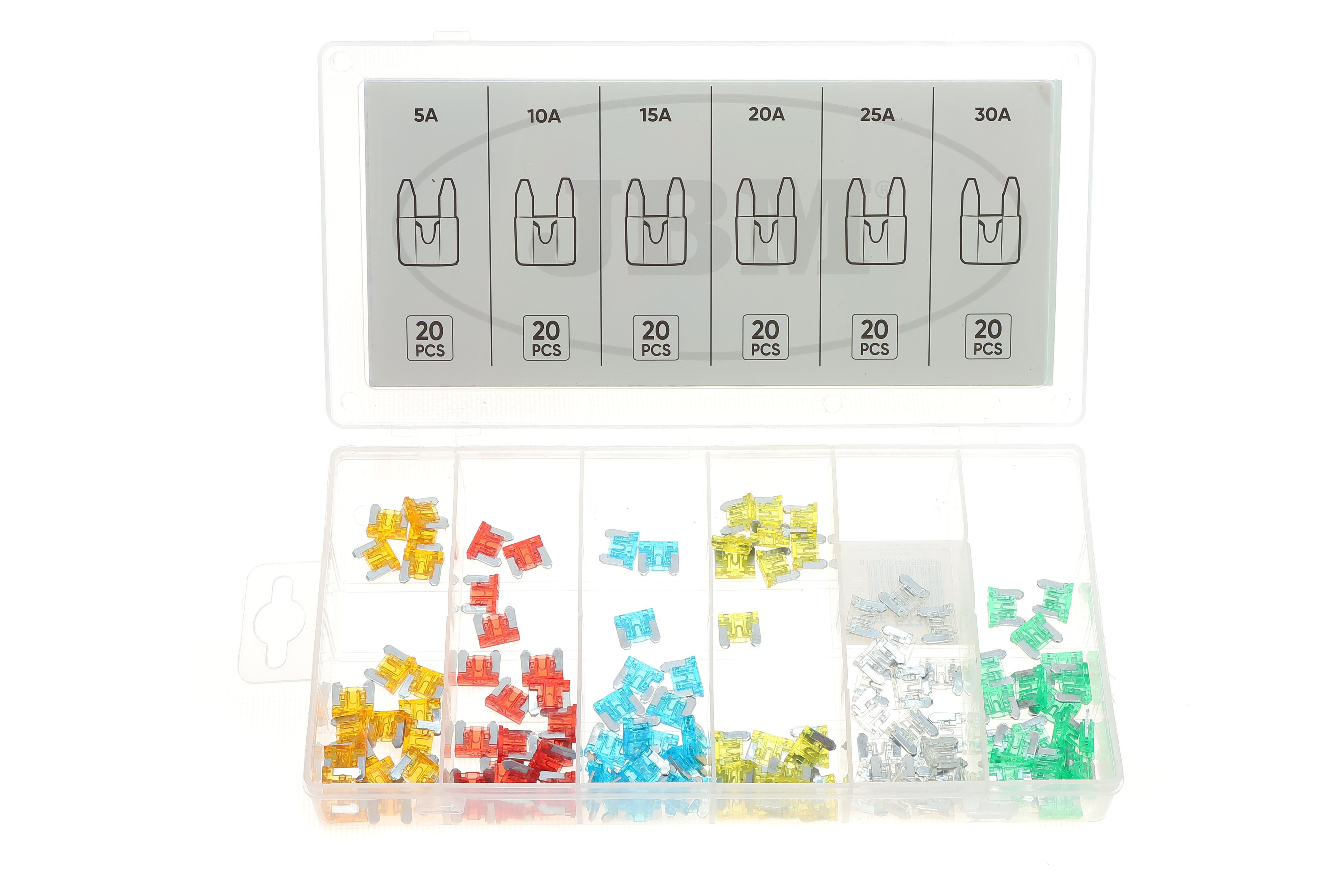 Комплект запобіжників (Міні/з плоскими контактами) (5A/10A/15A/20A/25A/30A) (120шт)