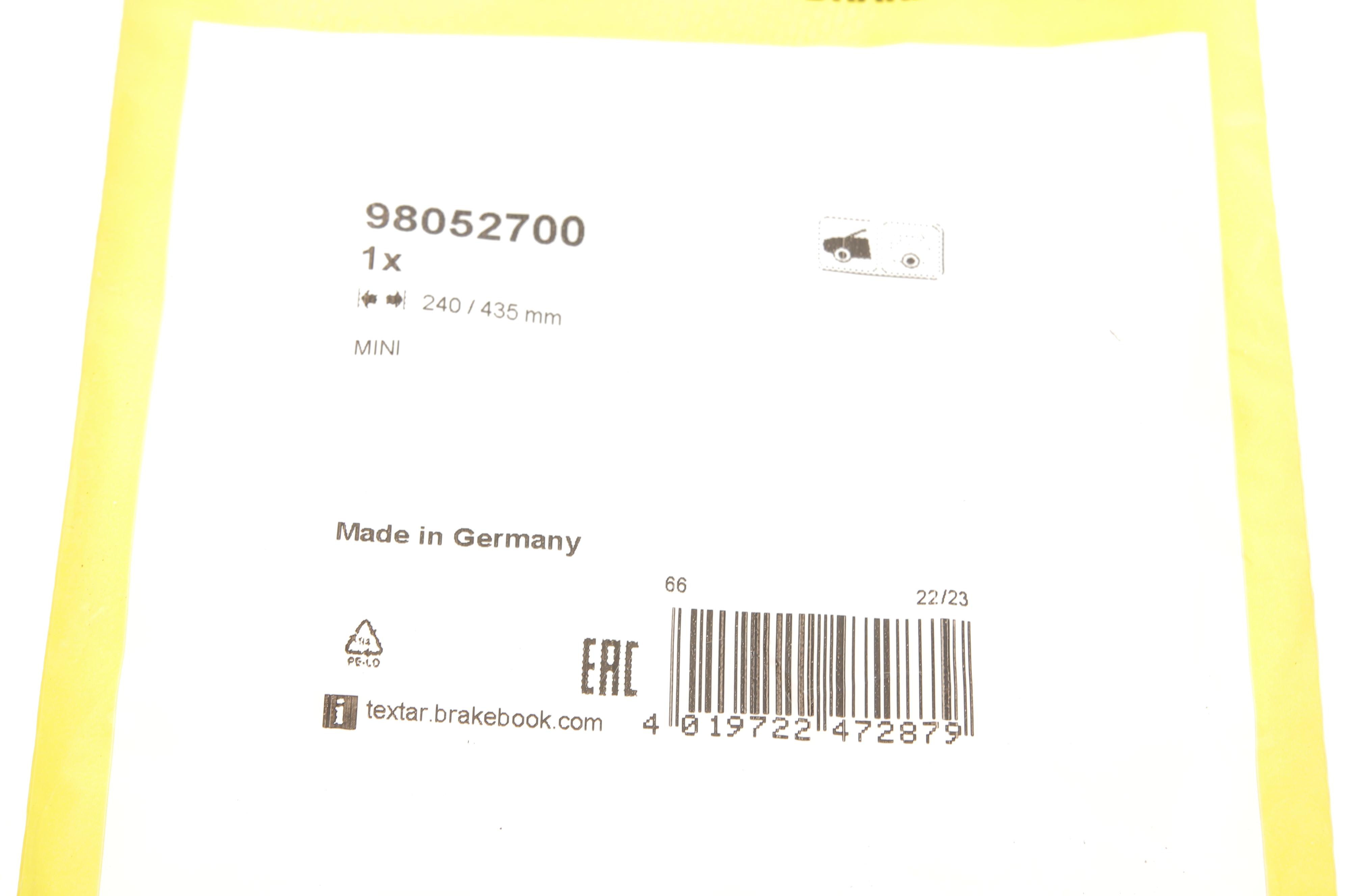 Датчик зносу гальмівних колодок (передніх) Mini (F55-F57) 13- (L=435/240mm)