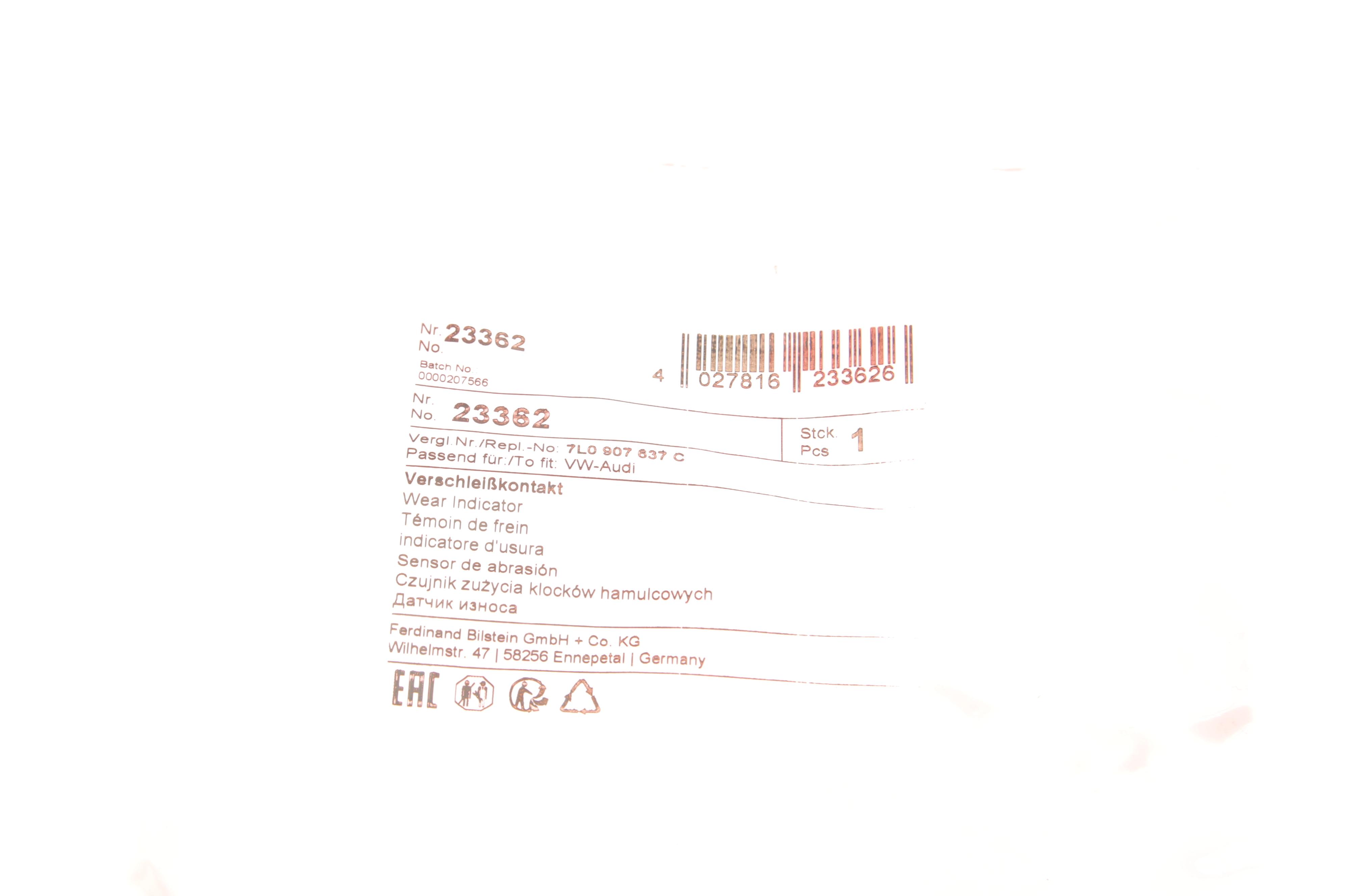 Датчик зносу гальмівних колодок (задніх) VW Touareg 02-10/ Audi Q7 06-15