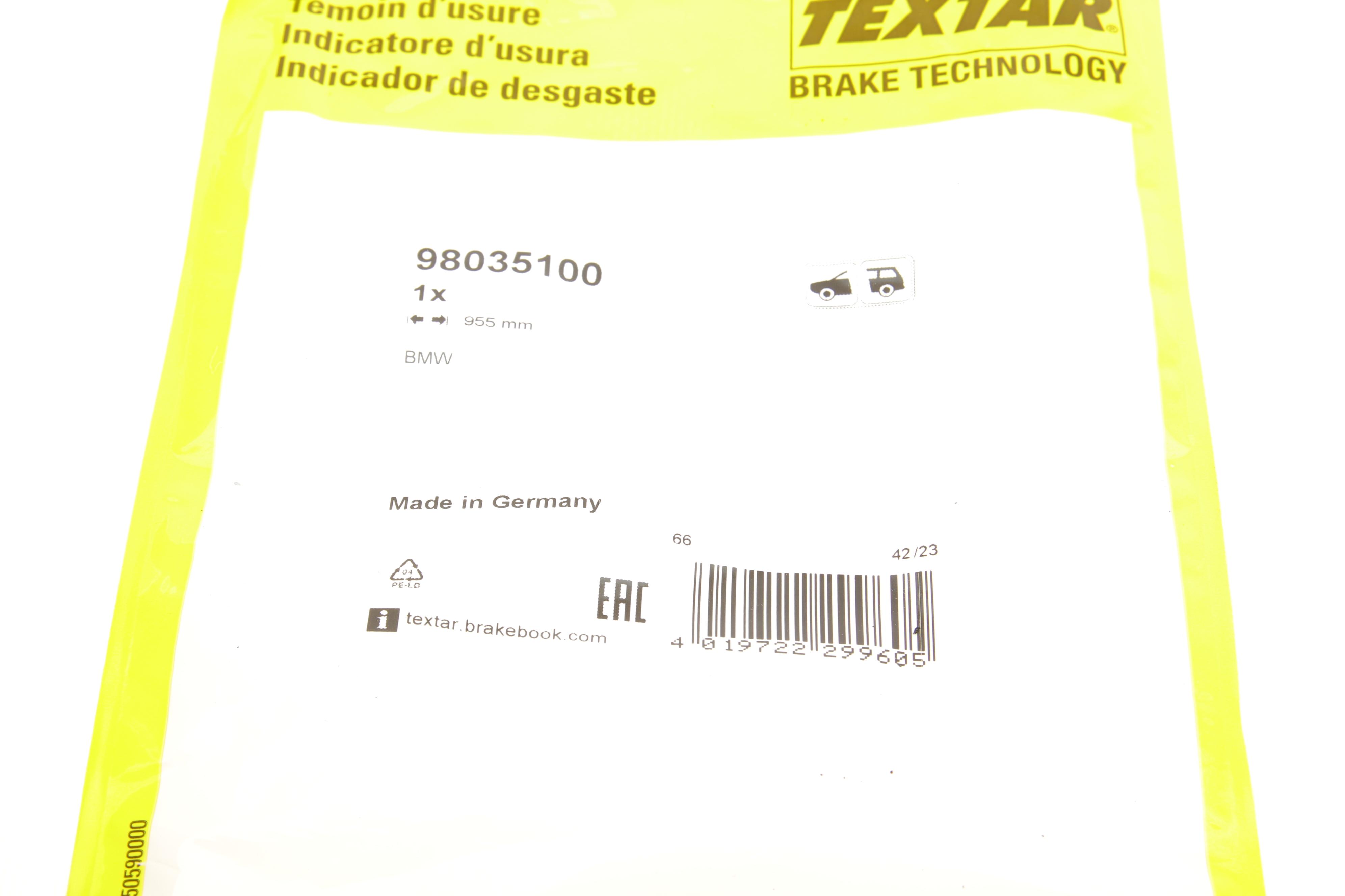 Датчик зносу гальмівних колодок (передніх) BMW X5 (E70)/X6 (E71/E72) 3.0/3.0D 07- (L=955mm) M57/N54/
