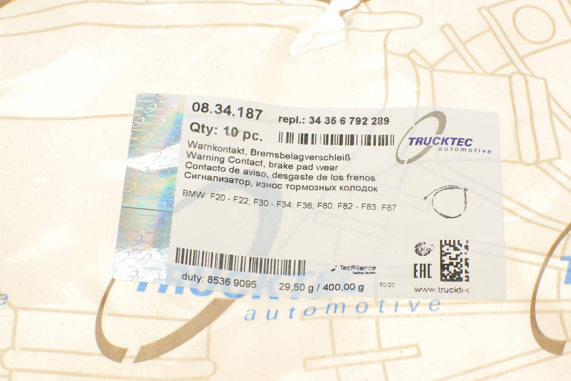 Датчик зносу гальмівних колодок (передніх) BMW 1 (F20)/2 (F22)/3 (F30) 1.6-4.0 10-