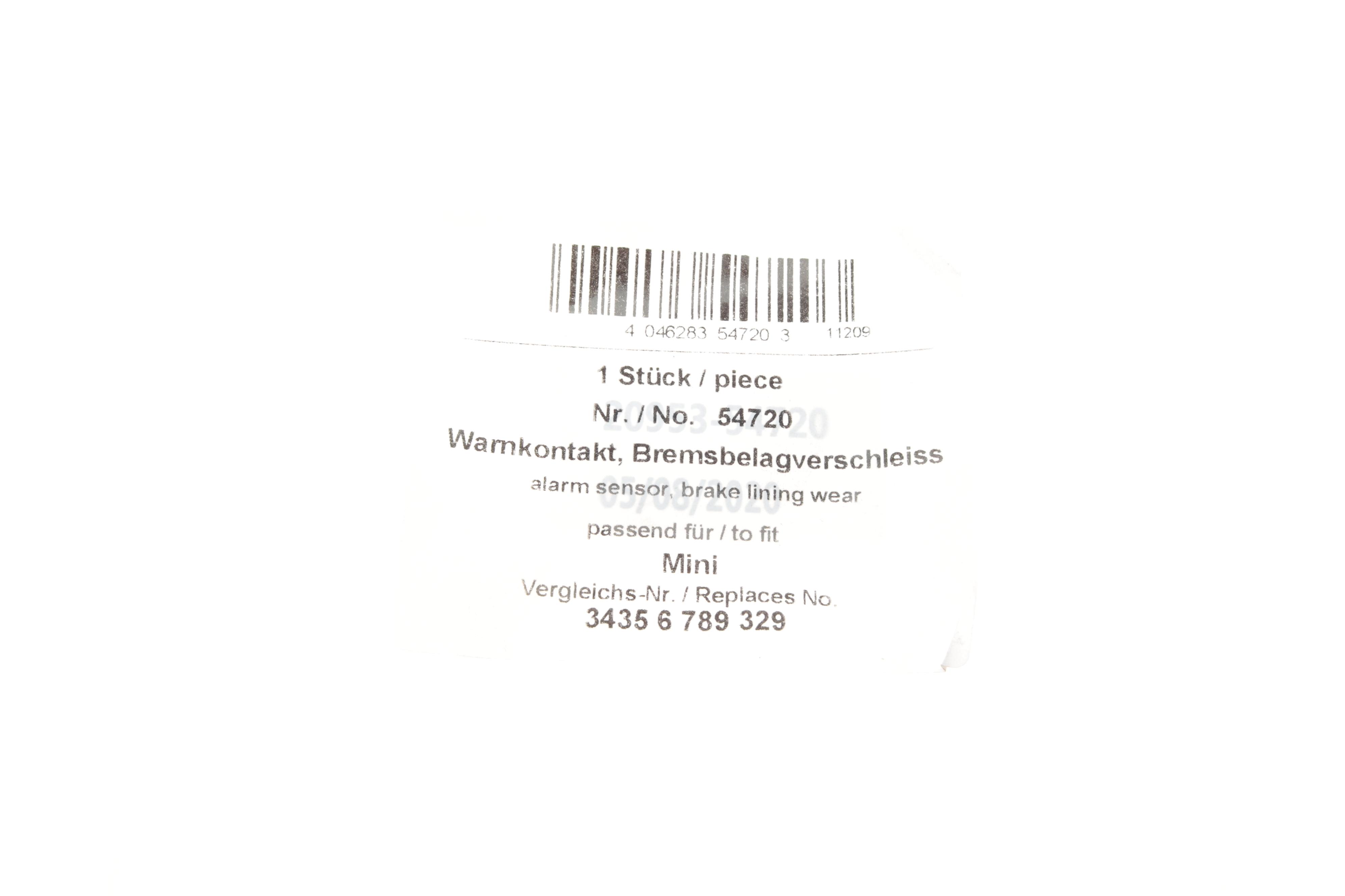 Датчик зносу гальмівних колодок (передніх) Mini (R56)/Clubman (R55) 06-14 (L=802mm)