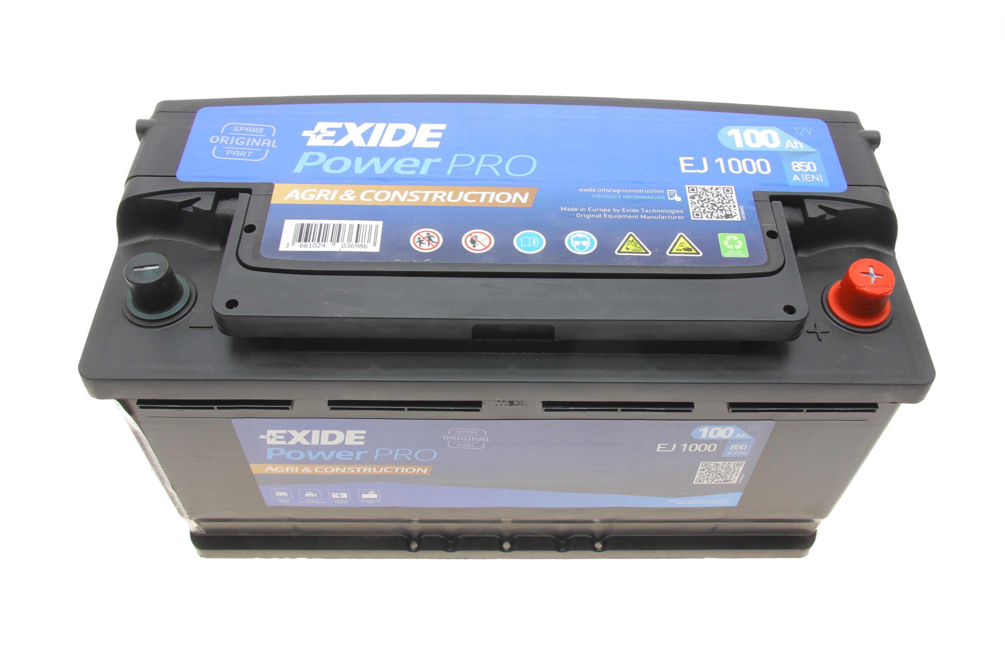 Акумуляторна батарея 100Ah/850A (353x175x190/+R/B13) POWERPRO (AGRI & CONSTRUCTION)