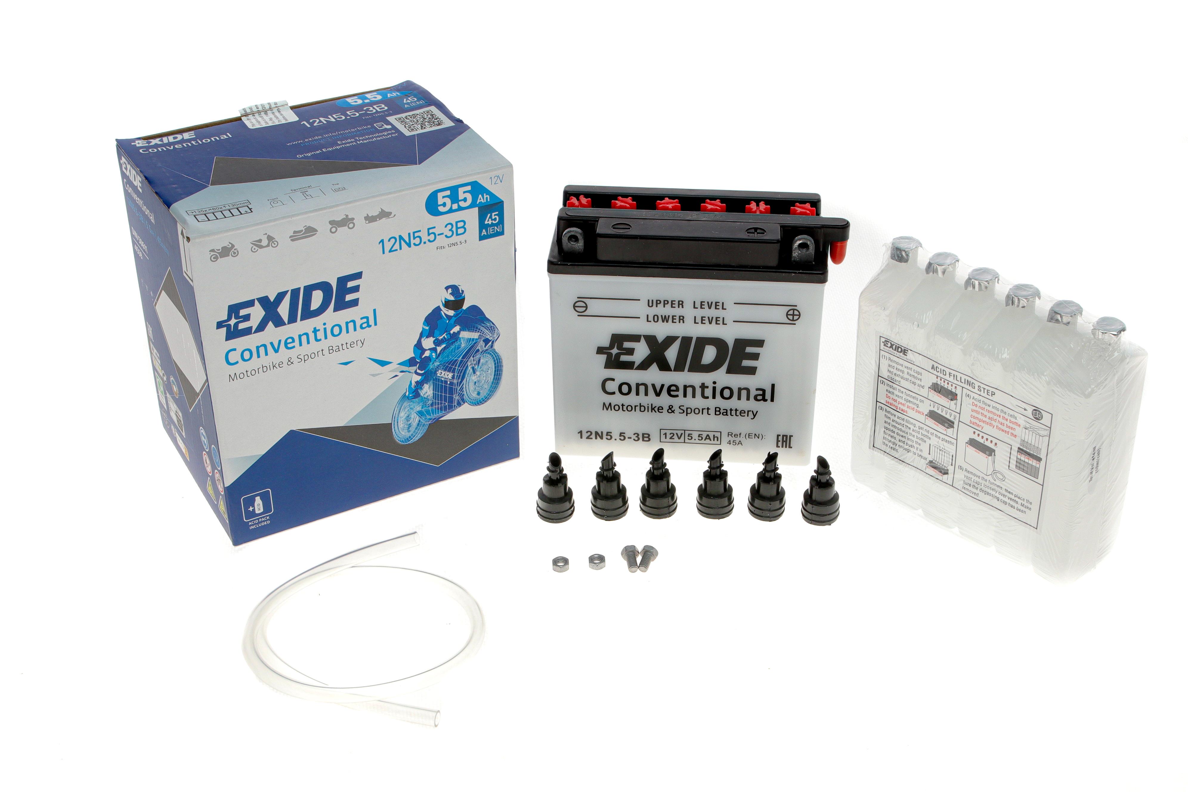 Акумуляторна батарея 5.5Ah/45A (135x60x130/+R/B0) (мото) (сухозаряджений)