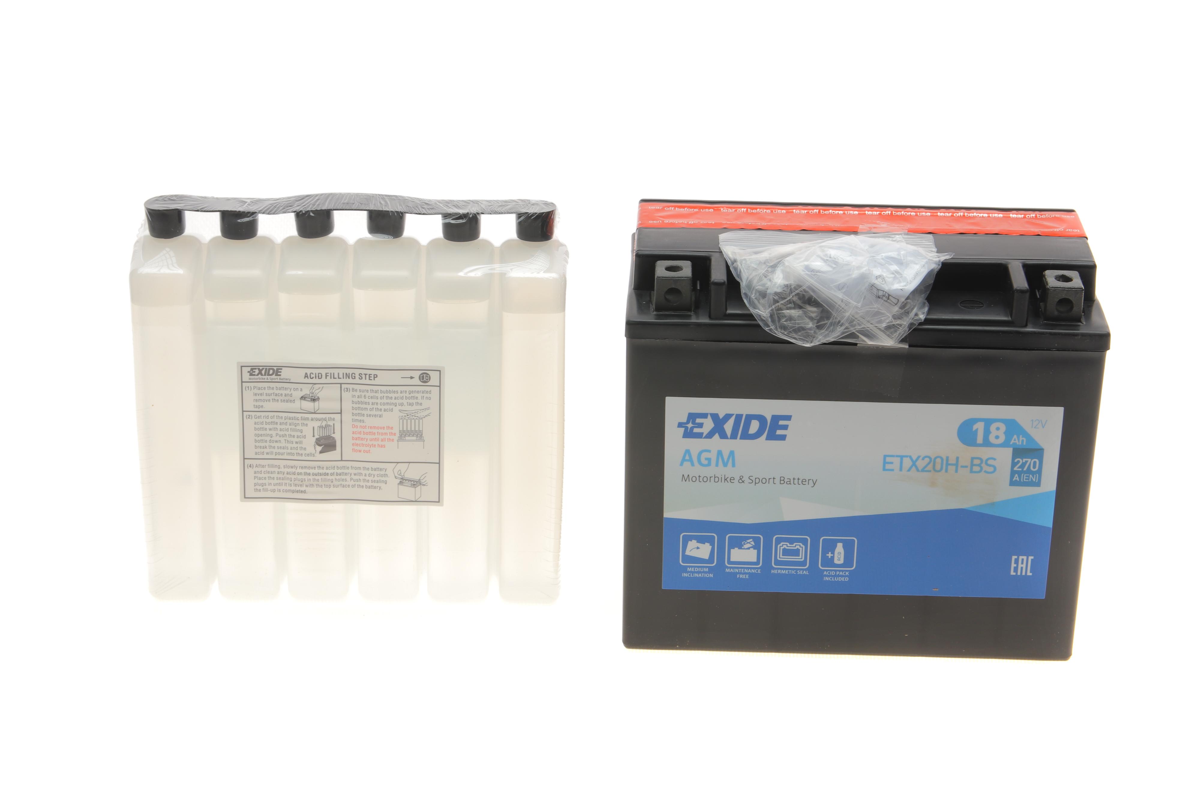 Акумуляторна батарея 18Ah/270A (175x87x155/+L/B0) (AGM) (мото) (сухозаряджений)