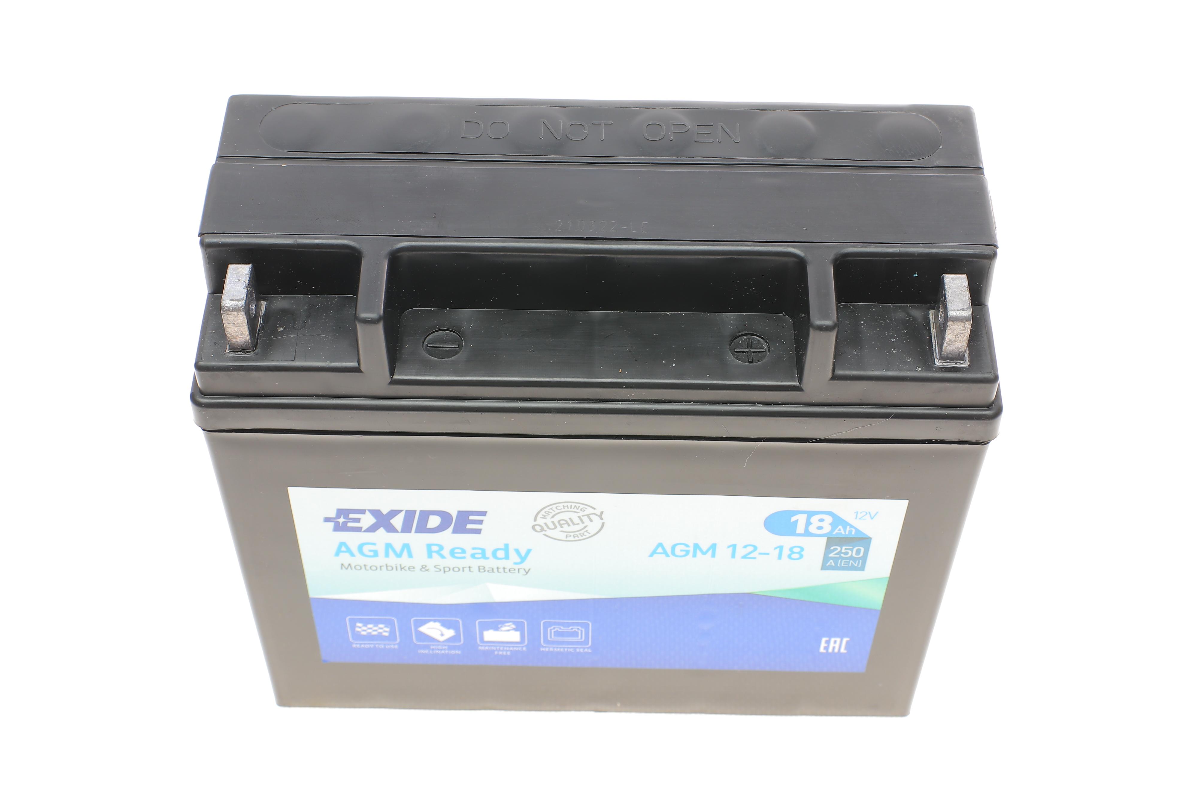 Акумуляторна батарея 18Ah/250A (181x77x167/+R/B0) (AGM) (мото)