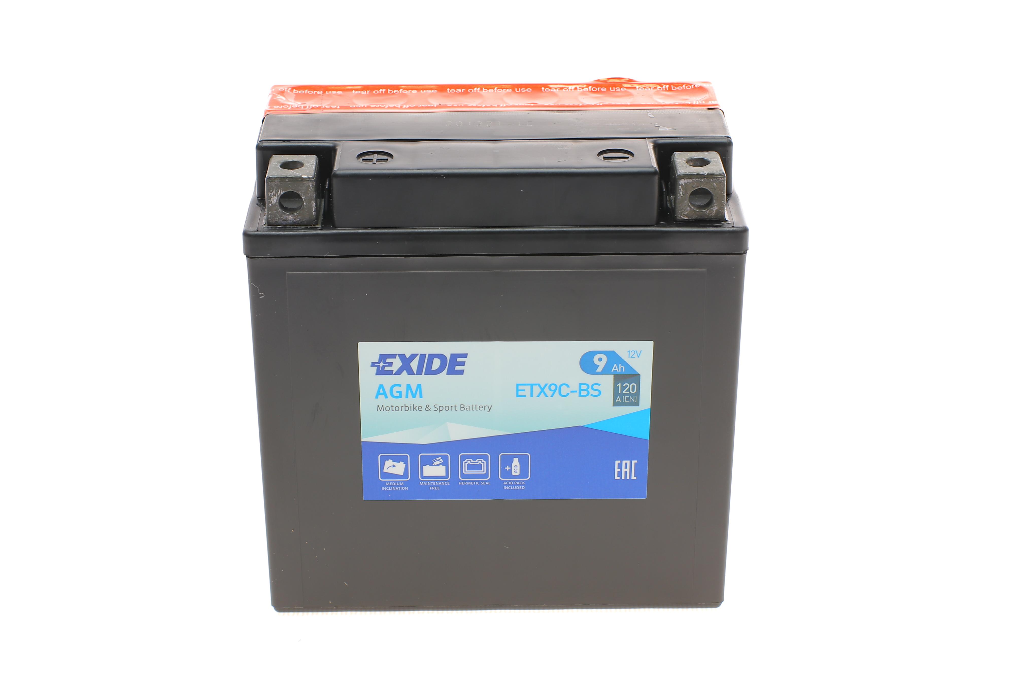 Акумуляторна батарея 9Ah/120A (135x75x139/+L/B0) (AGM) (мото) (сухозаряджений)