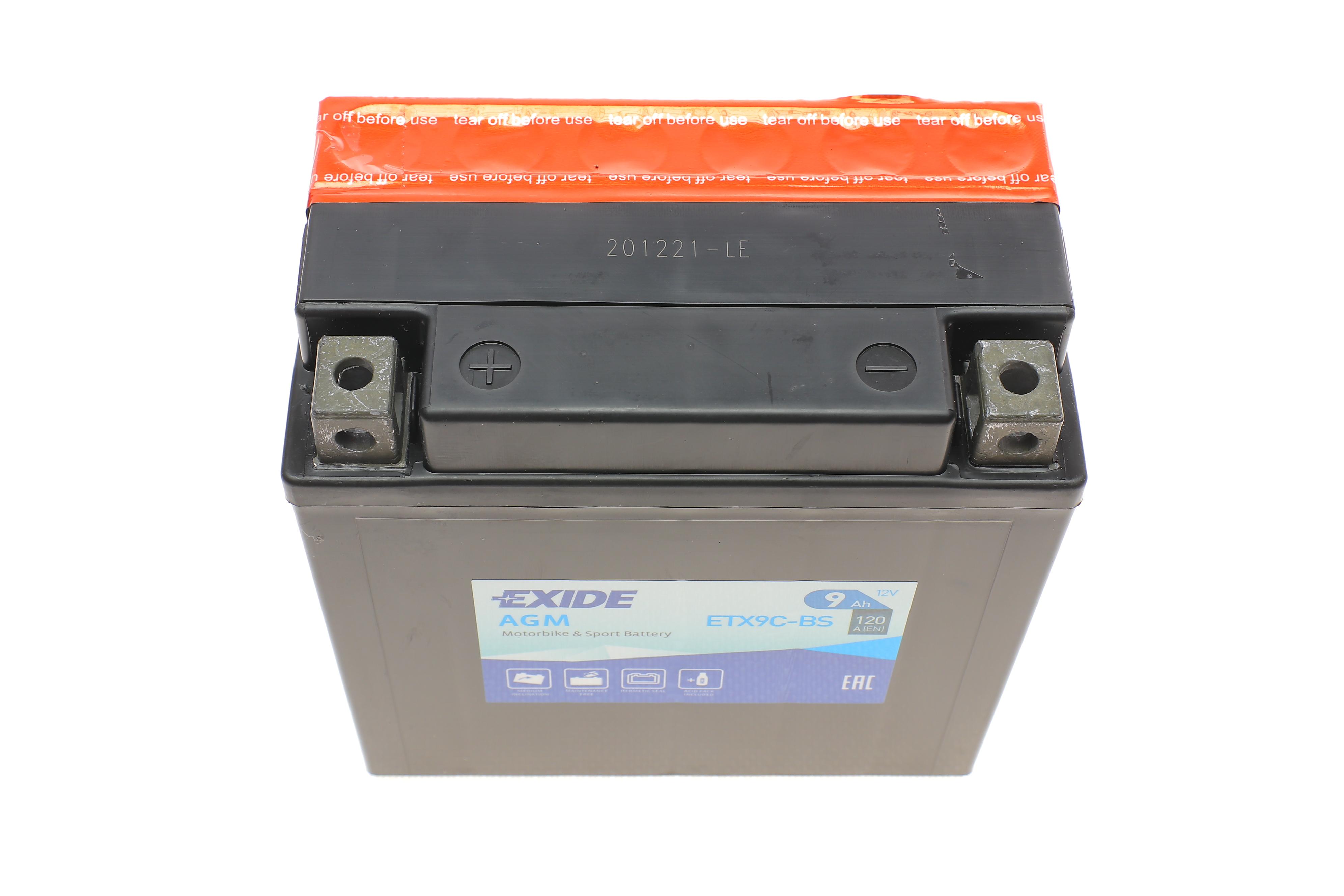 Акумуляторна батарея 9Ah/120A (135x75x139/+L/B0) (AGM) (мото) (сухозаряджений)