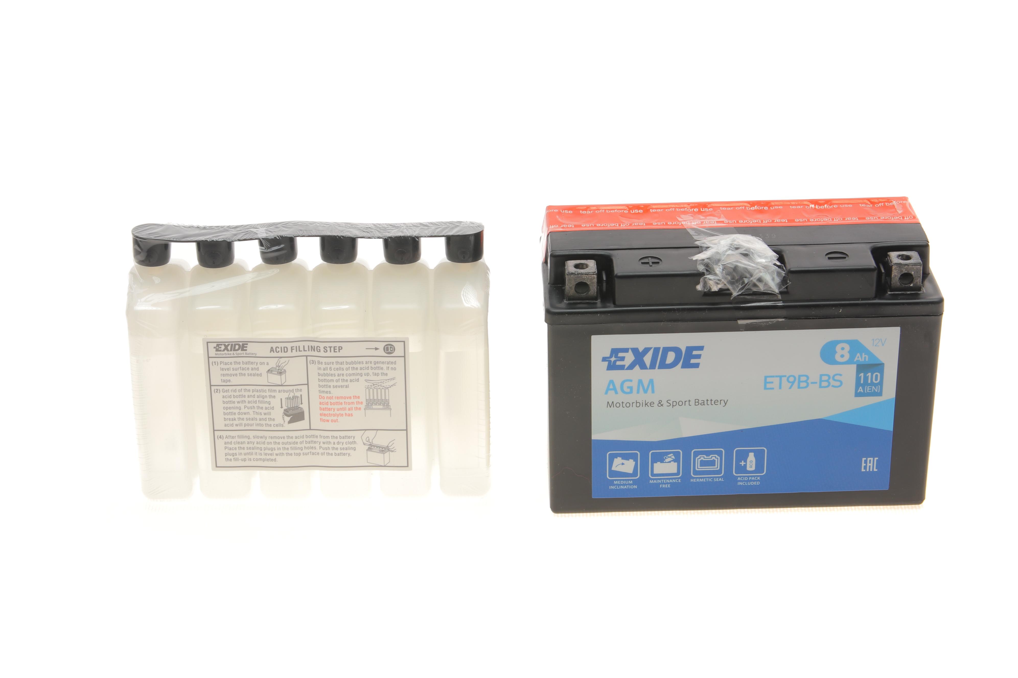 Акумуляторна батарея 8Ah/110A (150x70x105/+L/B0) (AGM) (мото) (сухозаряджений)