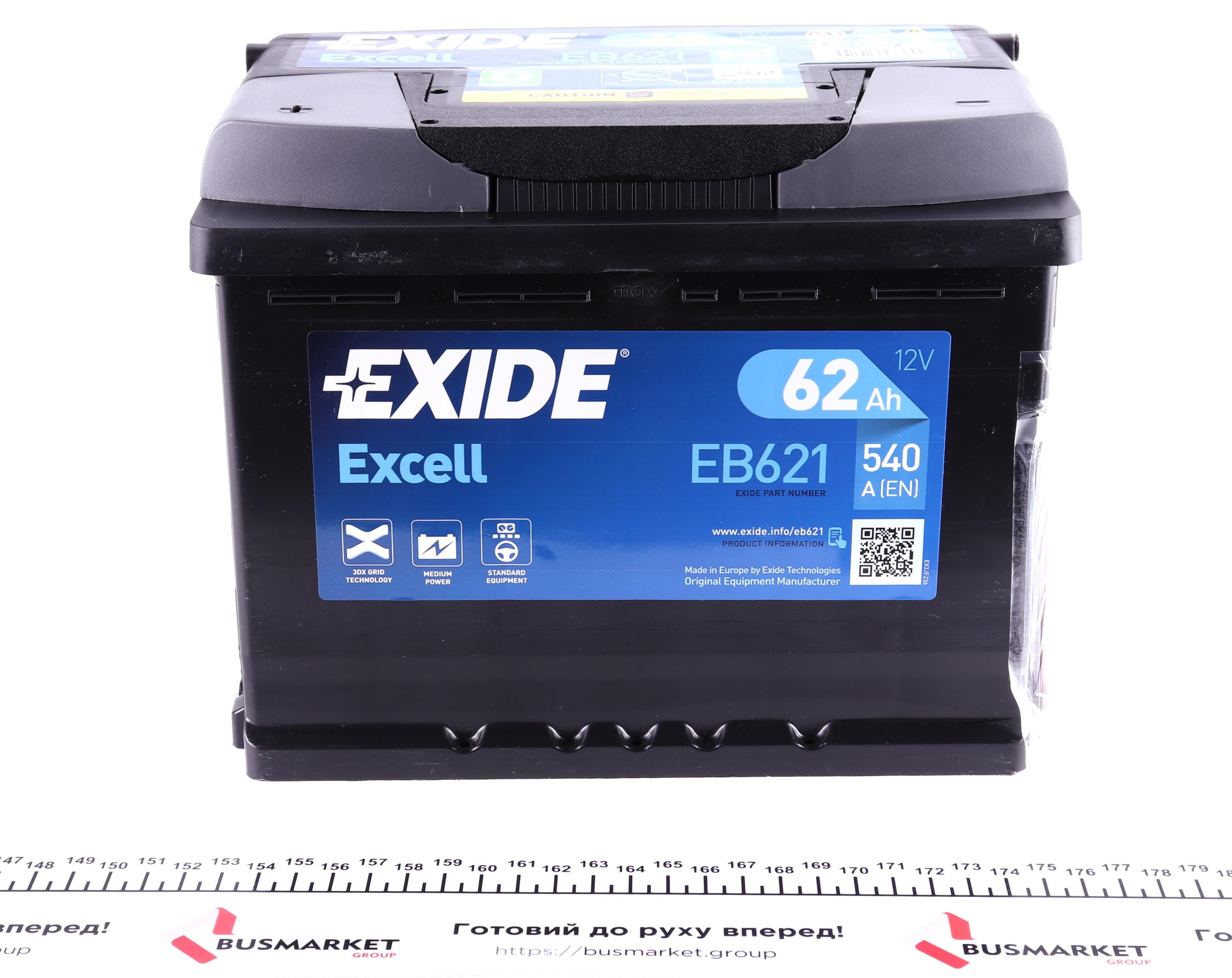 Акумуляторна батарея 62Ah/540A (242x175x190/+L/B13) Excell