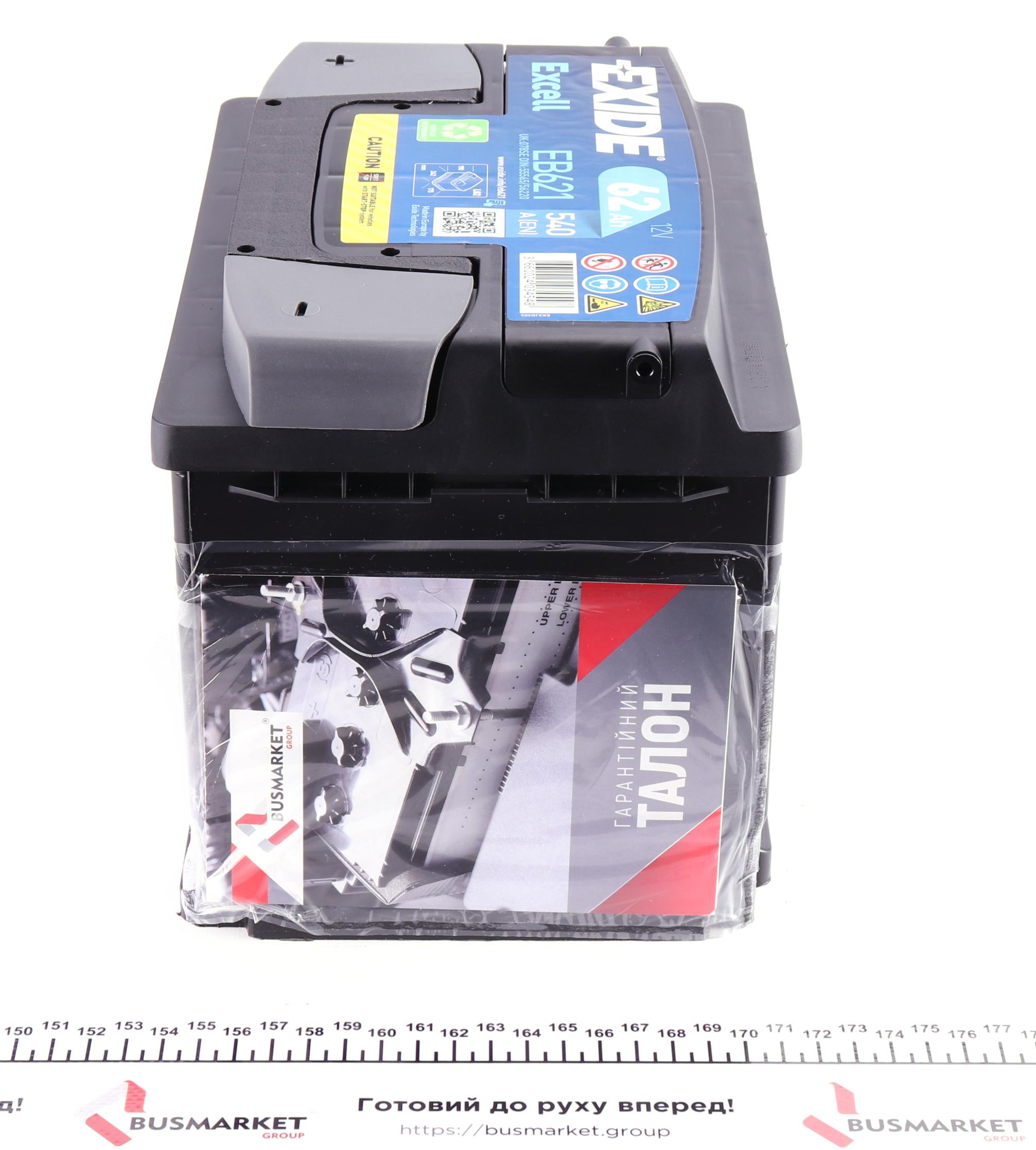 Акумуляторна батарея 62Ah/540A (242x175x190/+L/B13) Excell