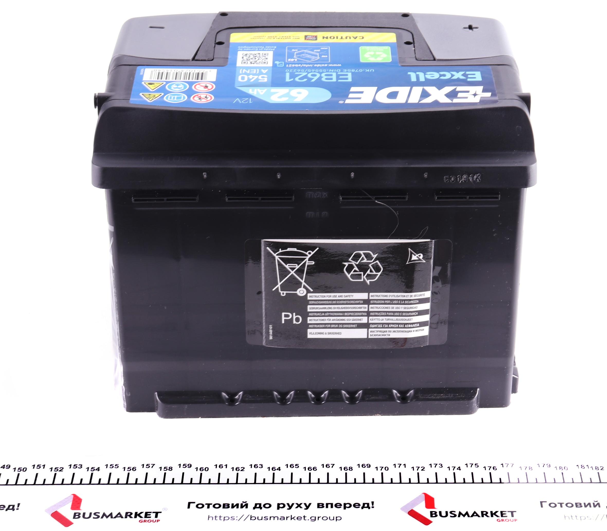 Акумуляторна батарея 62Ah/540A (242x175x190/+L/B13) Excell