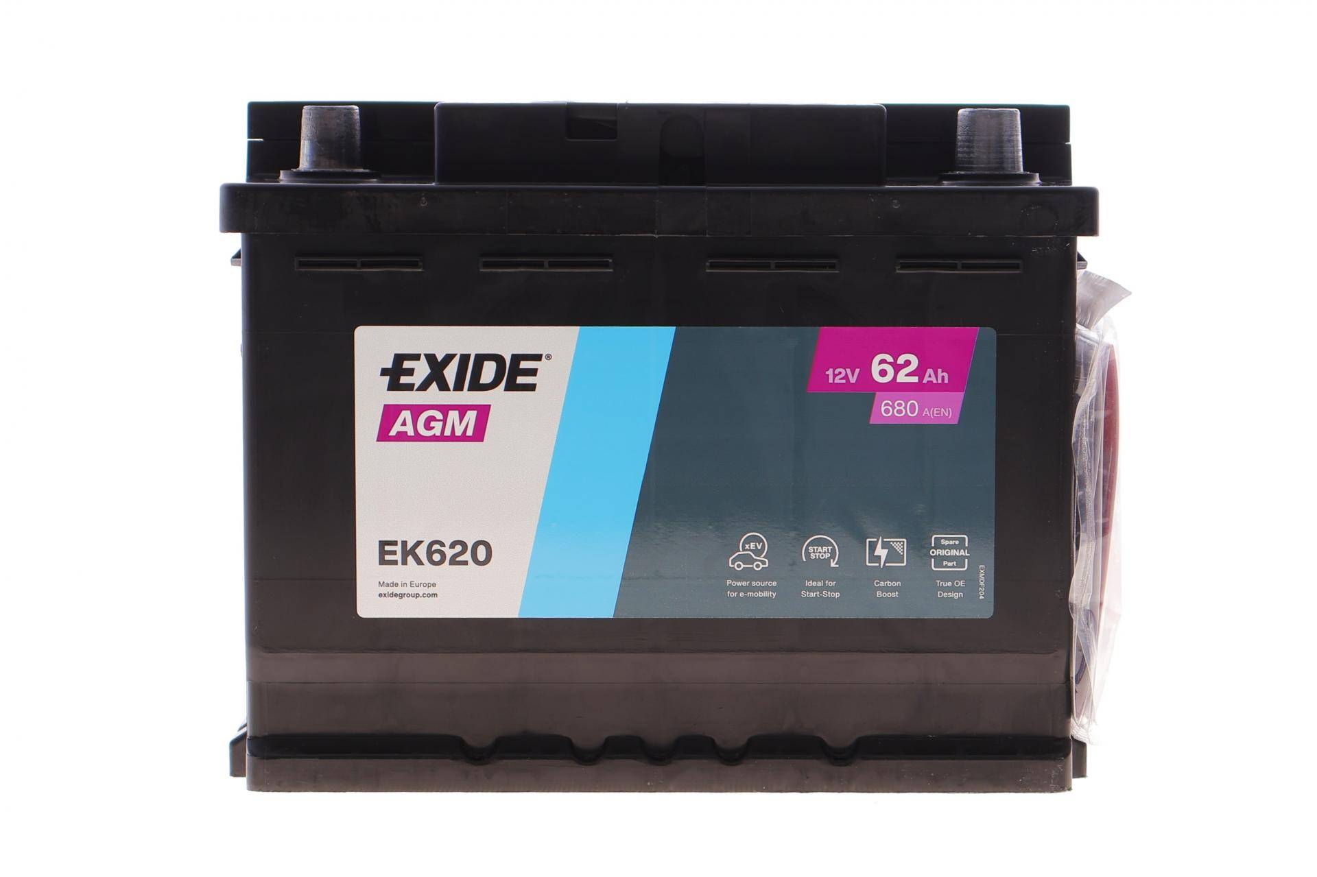 Акумуляторна батарея 62Ah/680A (242x175x190/+R/B13) (Start-Stop AGM) (аналог EK600)