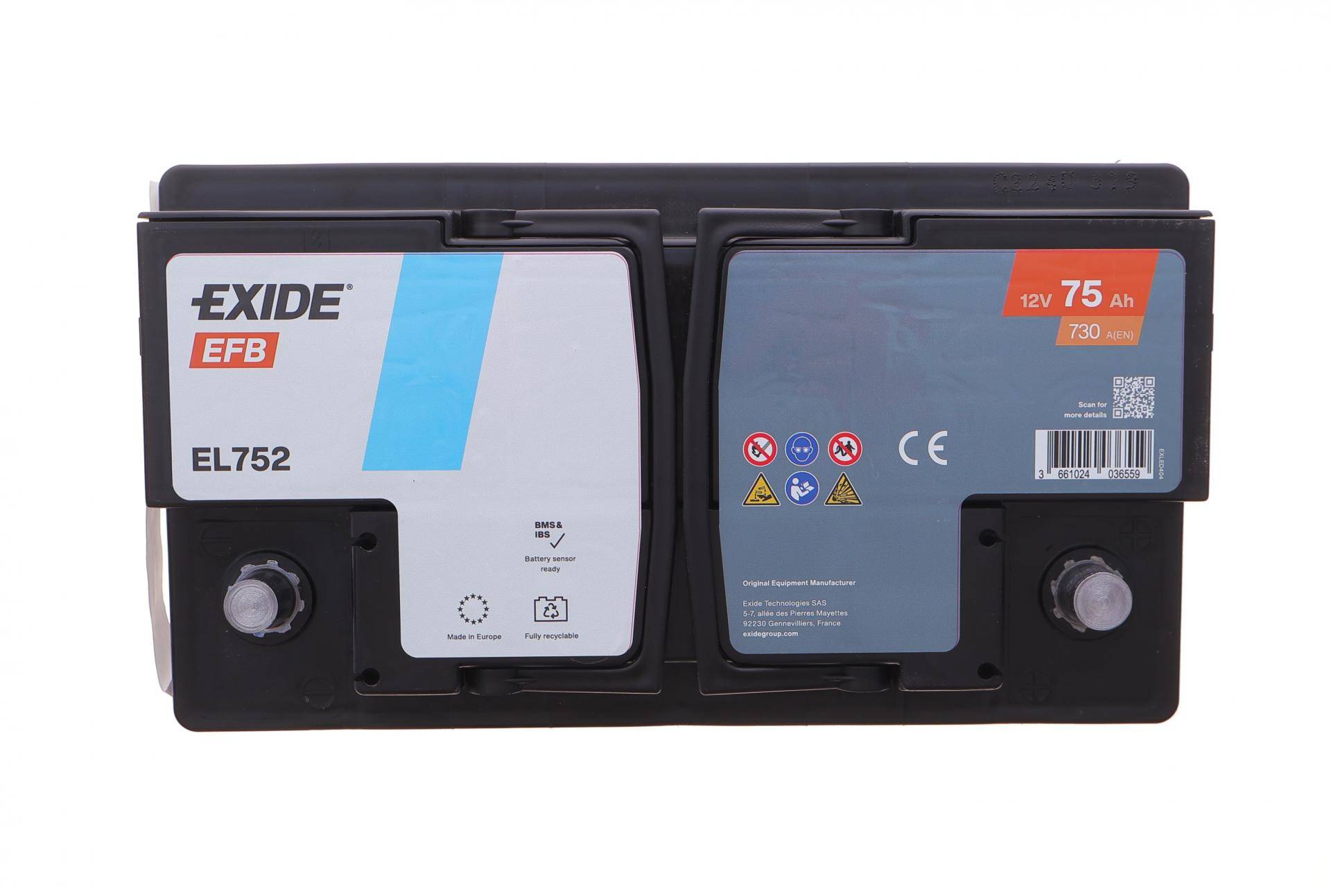 Акумуляторна батарея 75Ah/730A (315x175x175/+R/B13) (Start-Stop EFB)