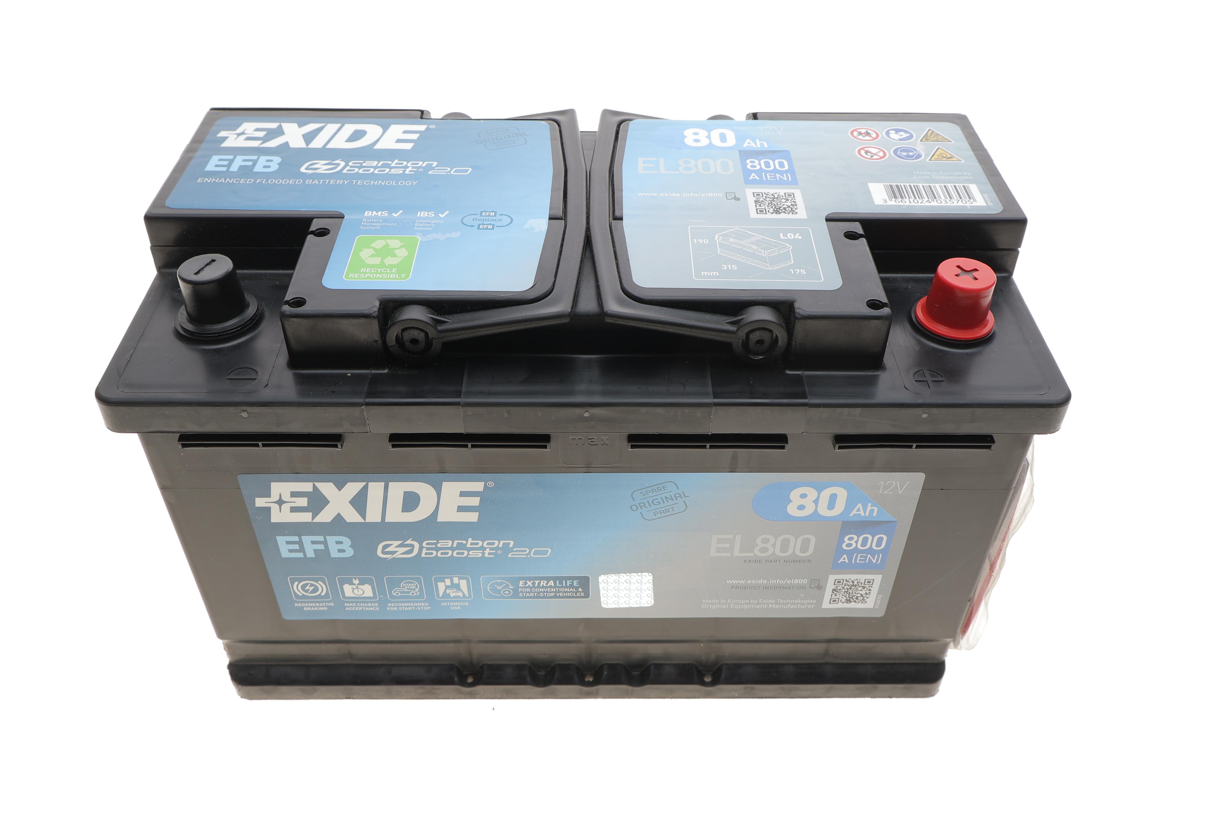 Акумуляторна батарея 80Ah/720A (315x175x190/+R/B13) (Start-Stop EFB)