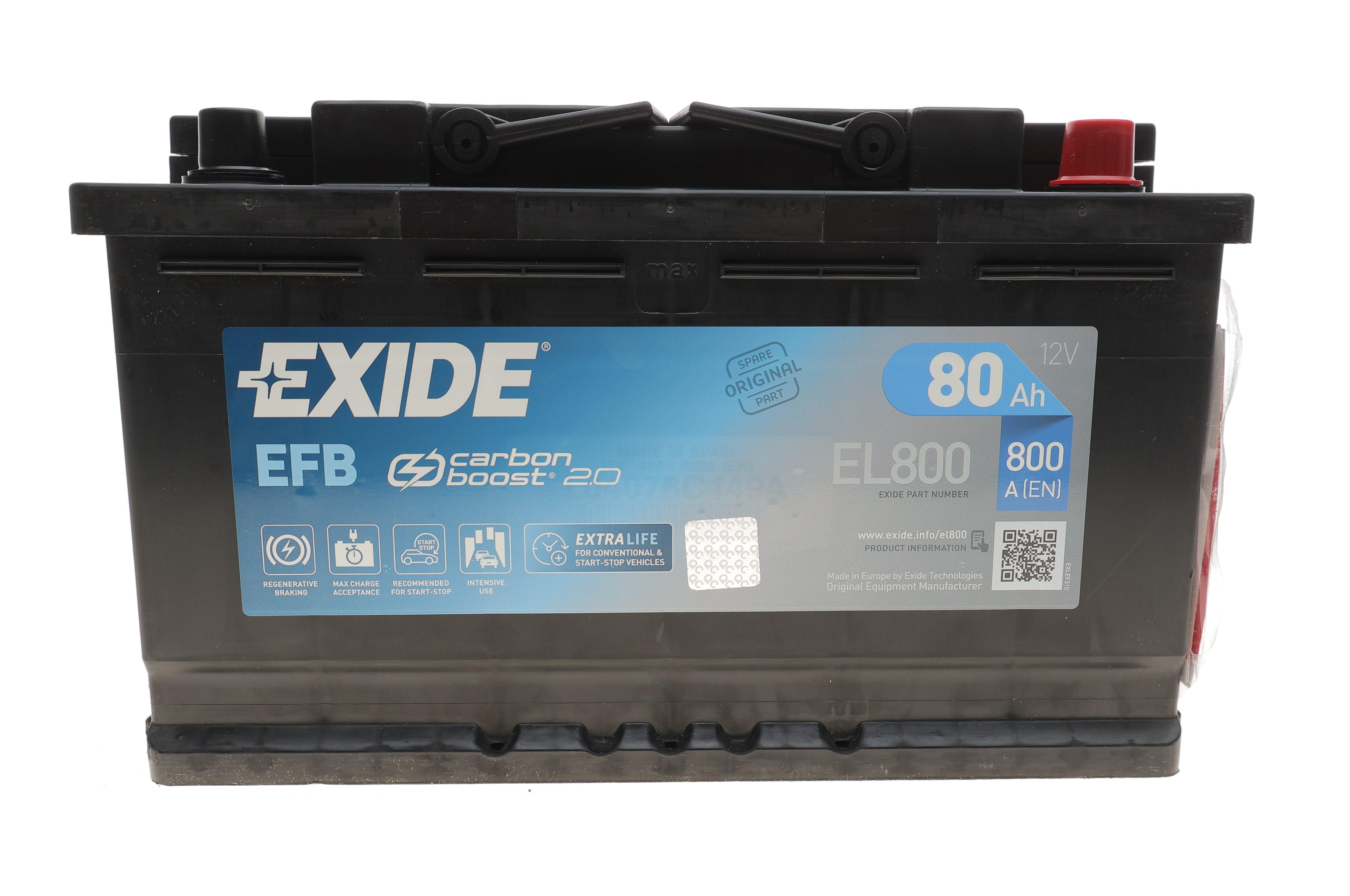 Акумуляторна батарея 80Ah/720A (315x175x190/+R/B13) (Start-Stop EFB)