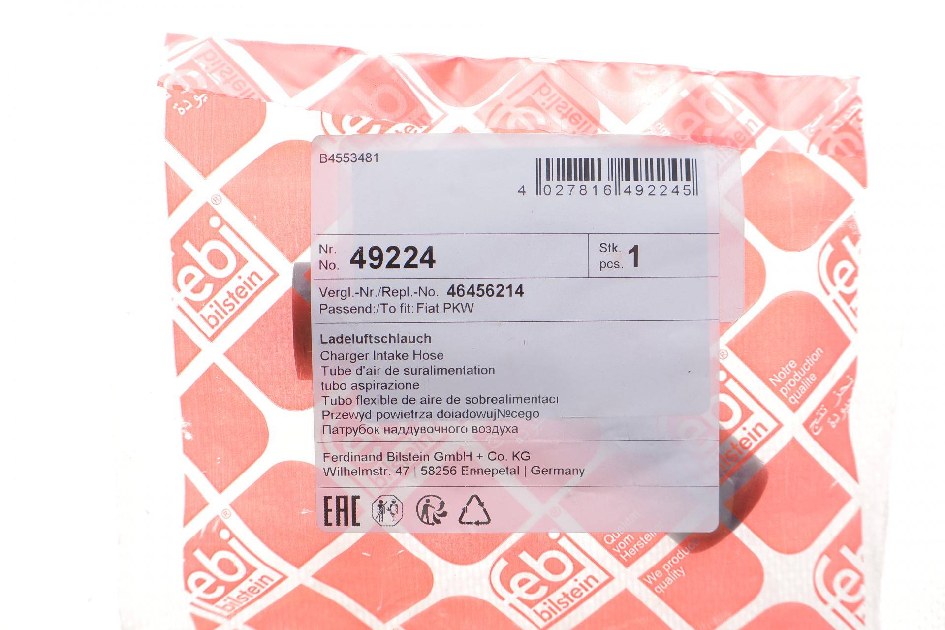 Патрубок інтеркулера Fiat Doblo 1.9 JTD 01-