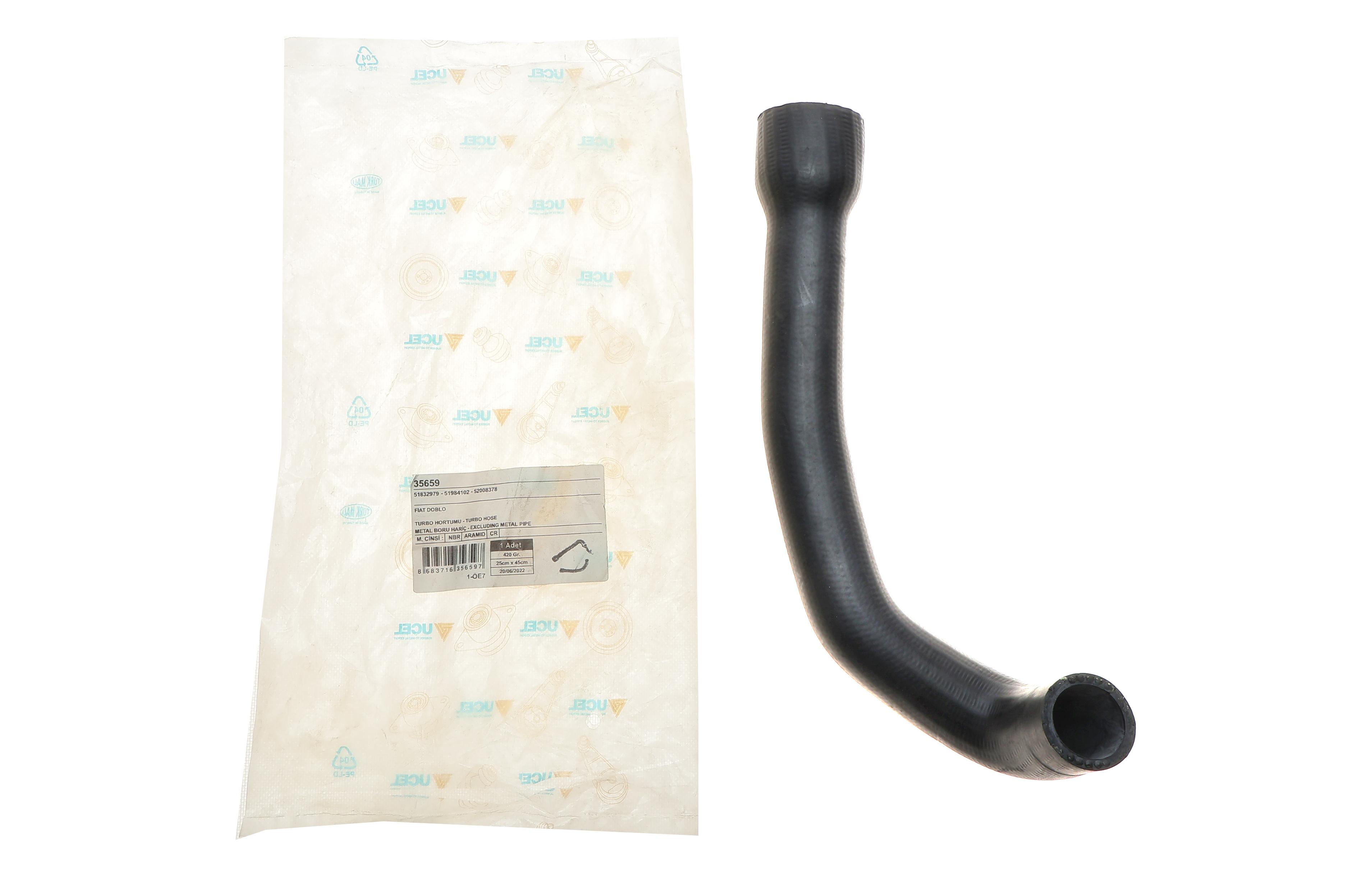 Патрубок інтеркулера Fiat Doblo 1.3 D 10- (турбіна-радіатор)