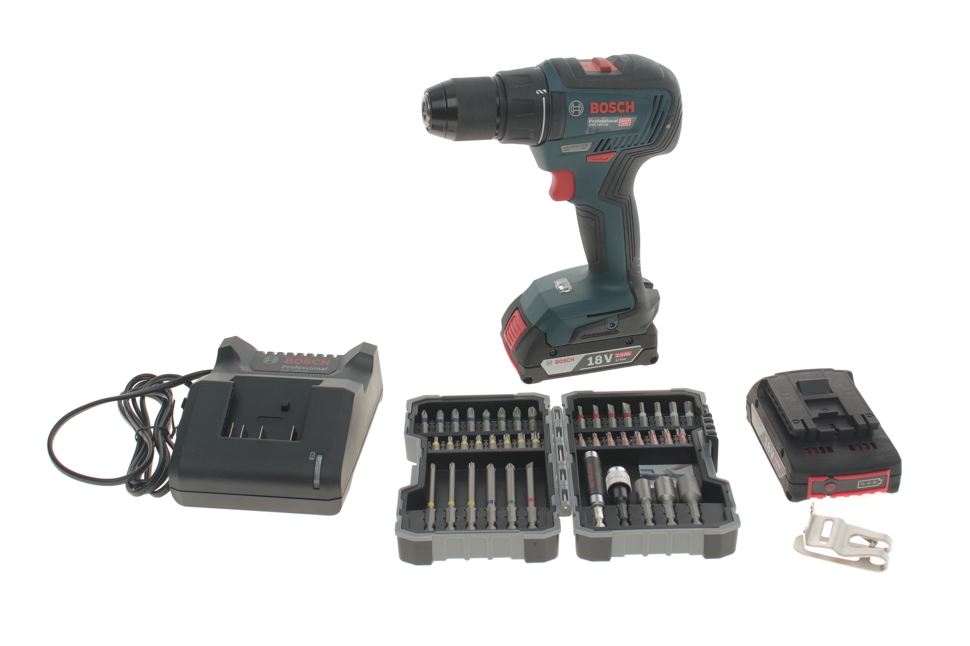 Шуруповерт акумуляторний GSR 18V-50 (28-50 Nm/18V) I=0–460 об./ II = 0–1800 об. (+ набір біт) (+АКБ)