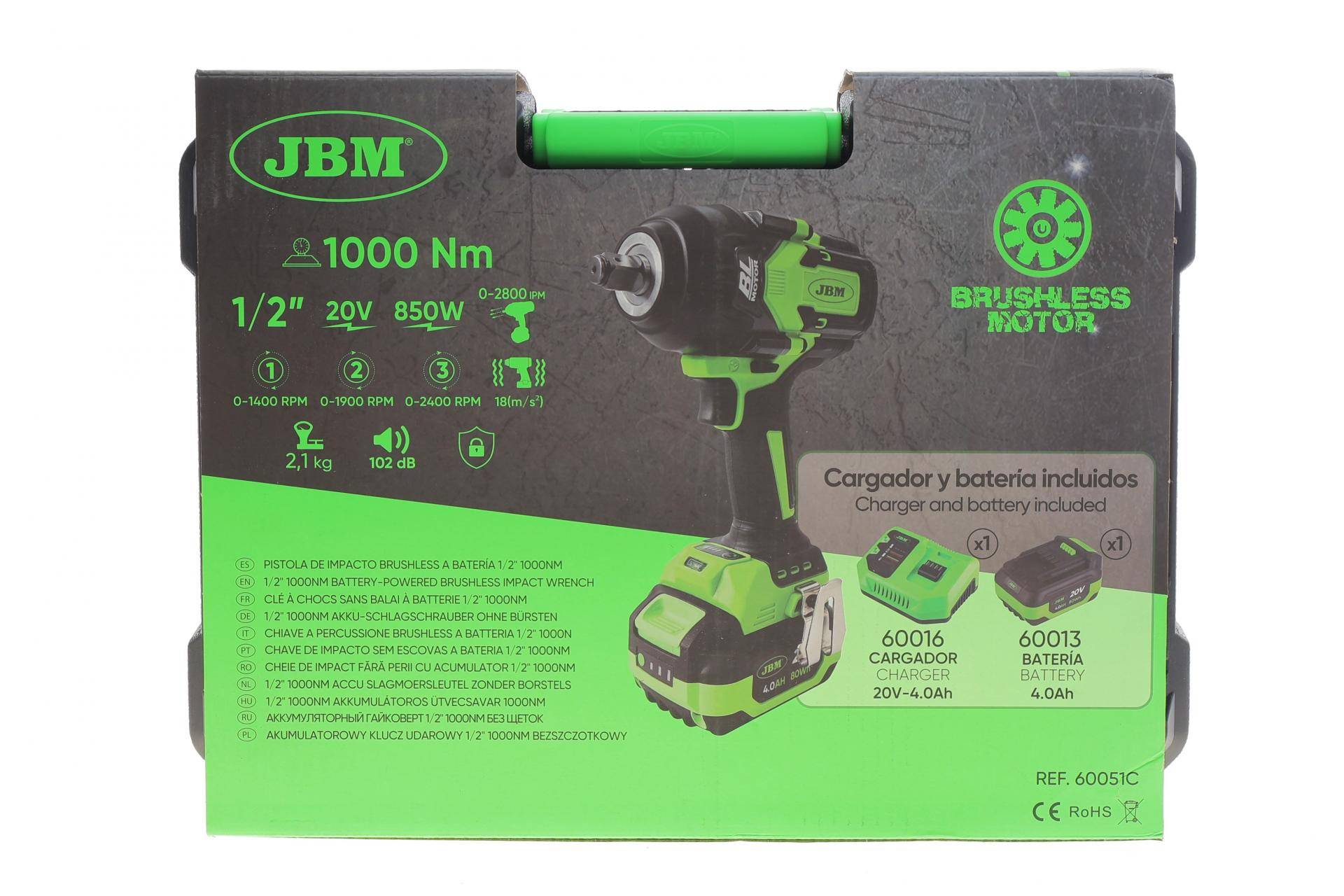 Гайкокрут акумуляторний 1/2" 1000 Нм 20В 4Ah (АКБ і зарядн. пристрій)