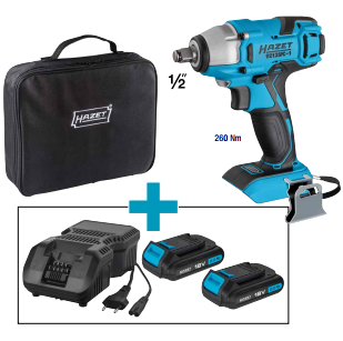 Гайкокрут акумуляторний 1/2" 260 Нм 18В 2,5Ah (+2 АКБ і зарядн. пристрій)