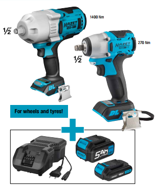 Набір гайкокрутів акумуляторних 1/2" 270/1400 Нм 18В 2Ah (АКБ і зарядн. пристрій)