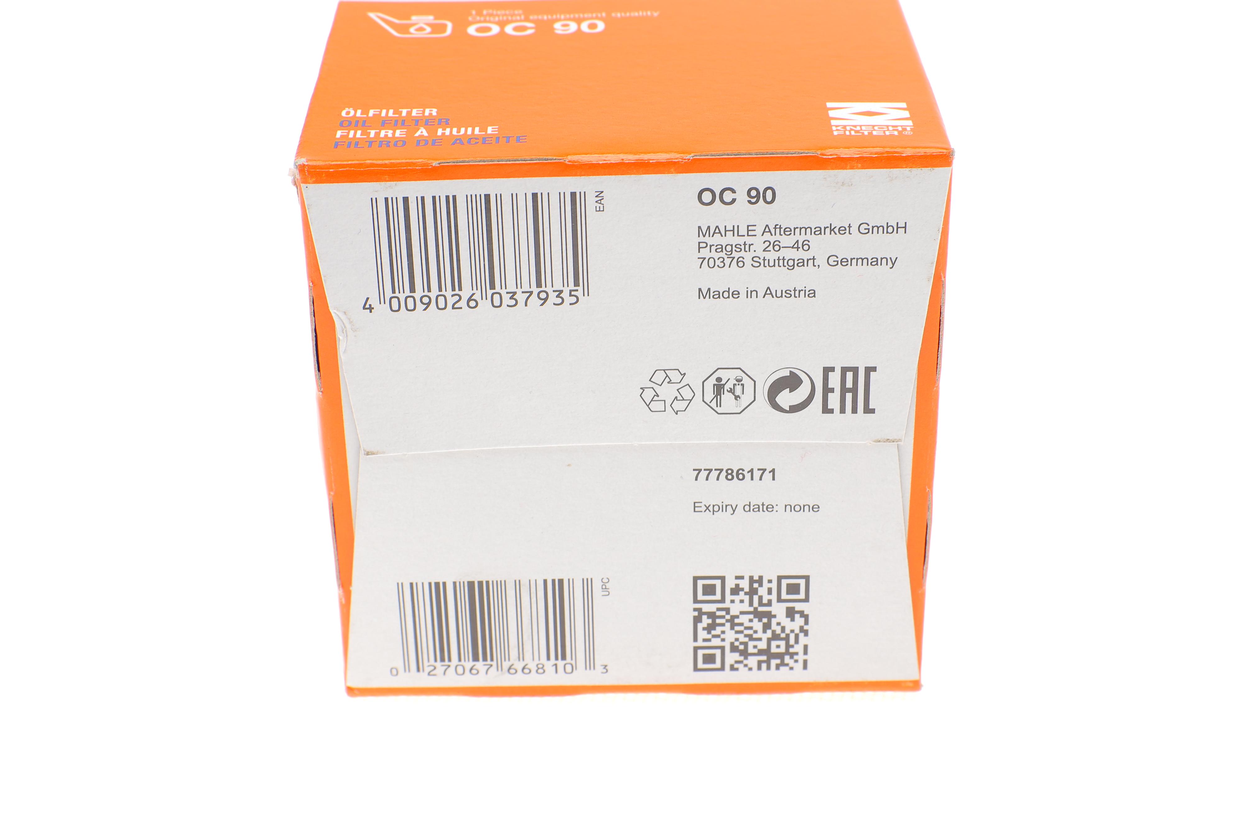 Фільтр масляний Opel 85- (benzin) (h=80mm)