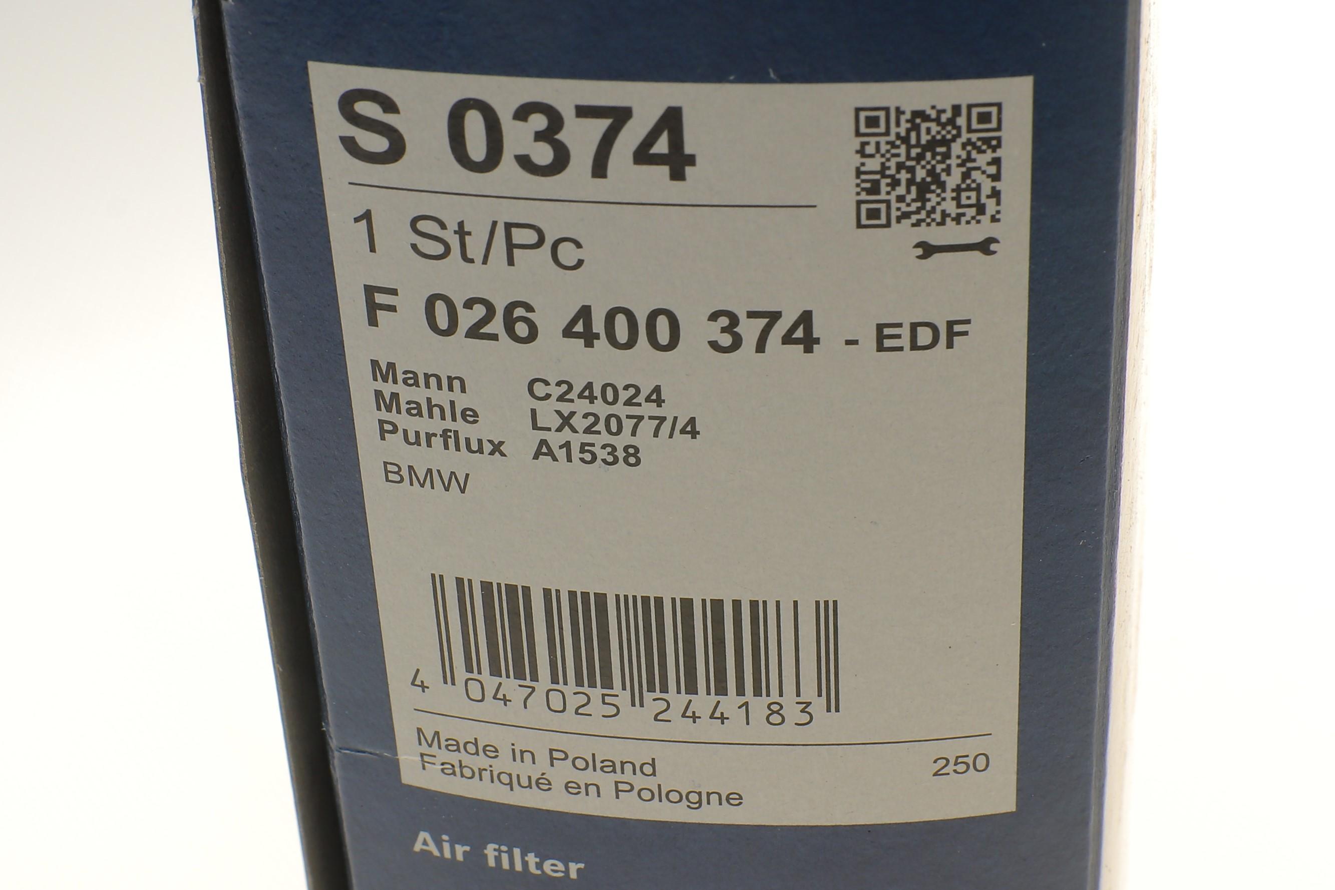 Фільтр повітряний BMW 1 (F21)/3 (F30/F80) 1.6/2.0D 12- (N47/B47)