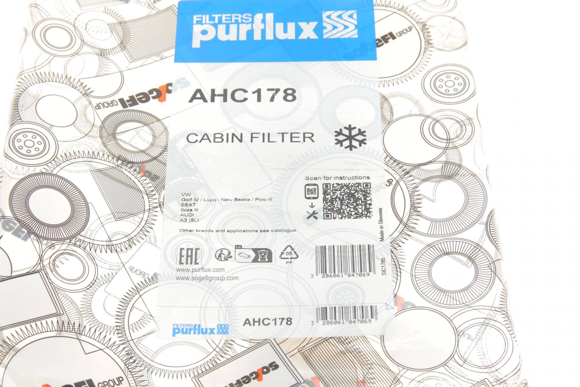 Фільтр салону VW Caddy II/Golf III/Skoda Octavia (вугільний) (довгий)