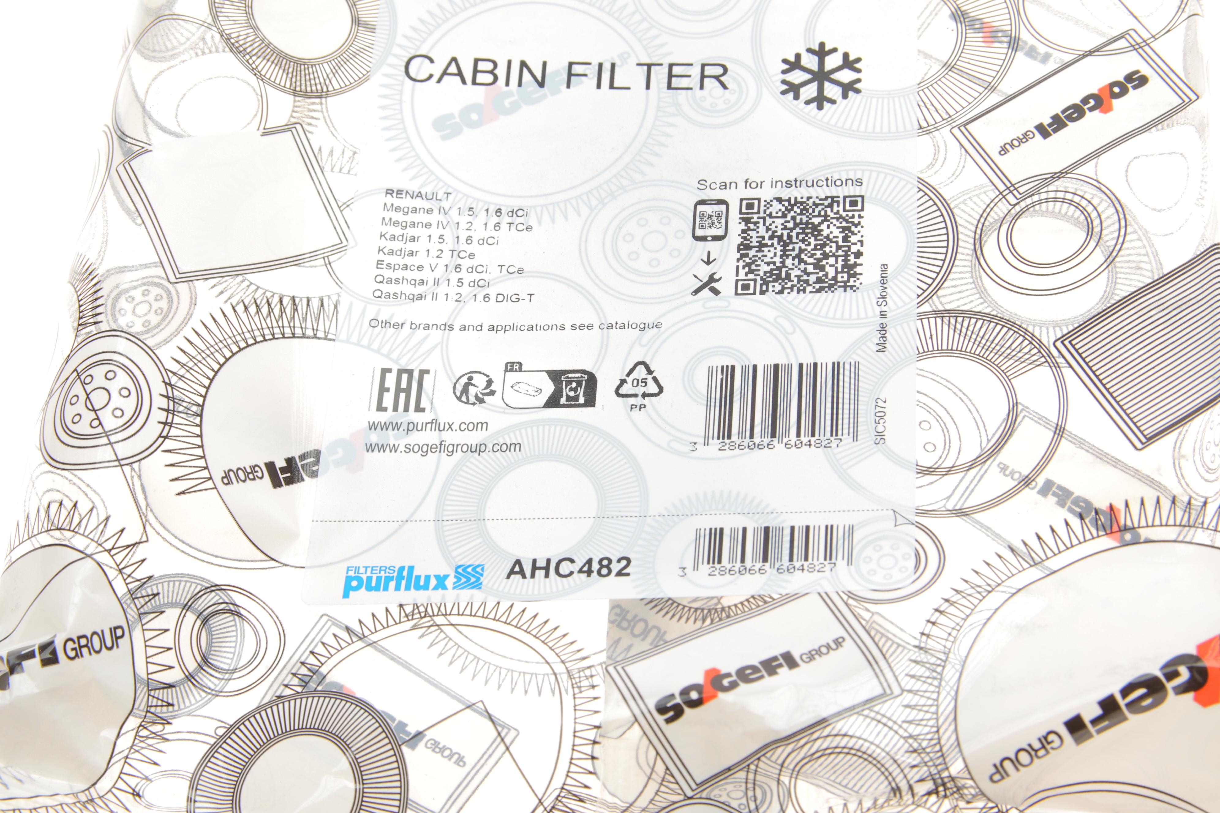 Фільтр салону Renault Megane IV 1.2-1.6DCi 15- (вугільний)