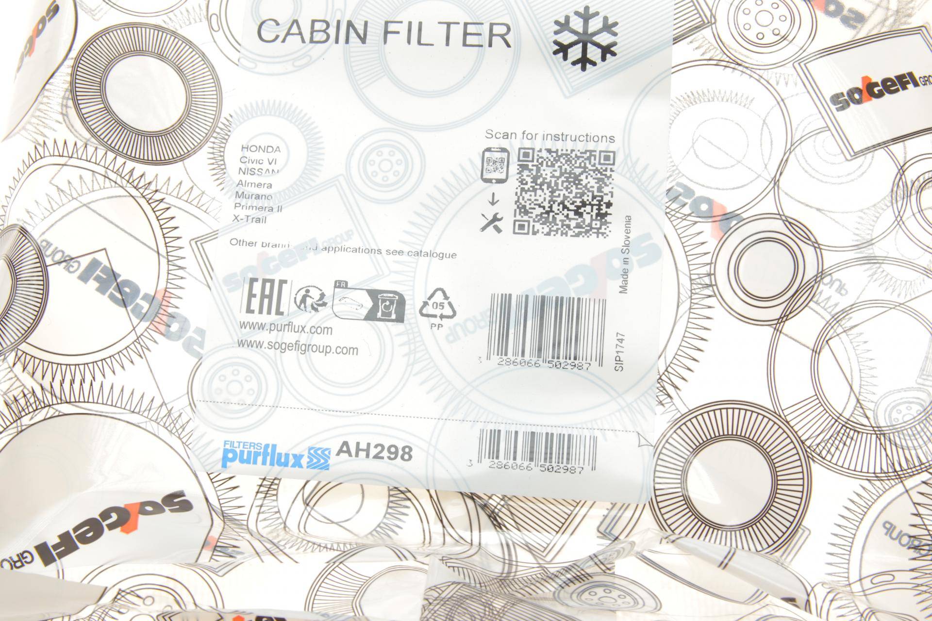 Фільтр салону Nissan X-trail 01-/ Murano 03-/ Infiniti EX 08-/ FX 03-