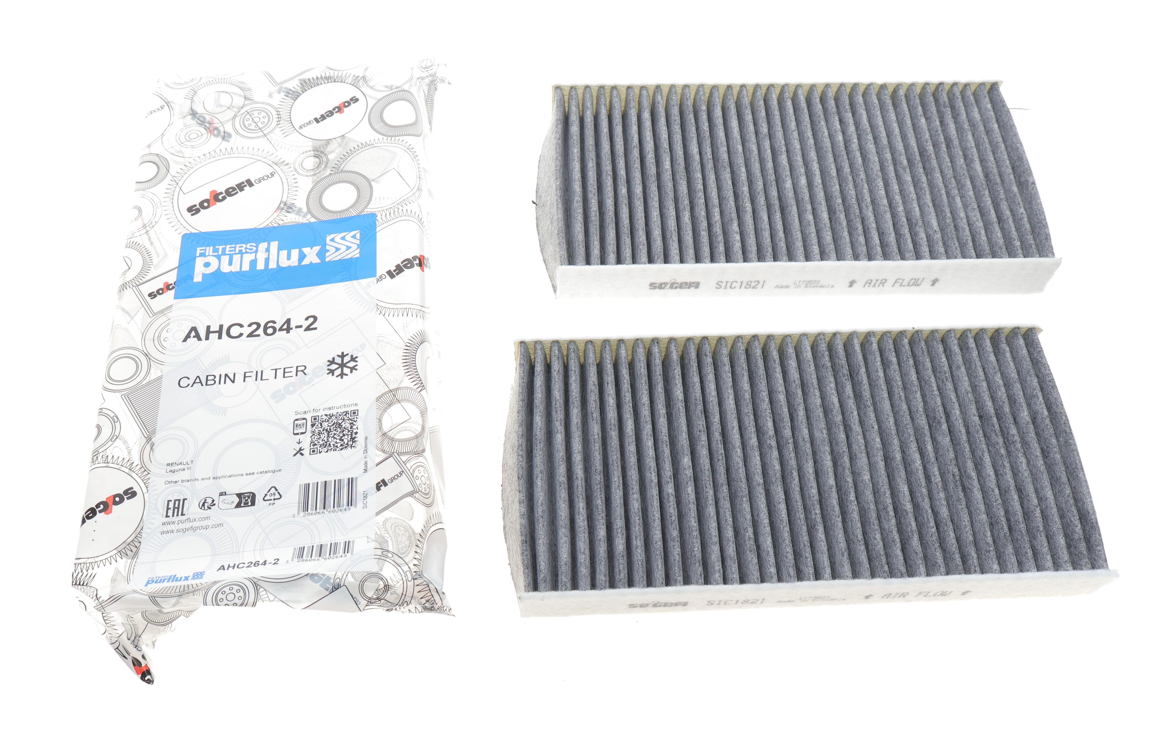 Фільтр салону Renault Laguna III 07- (вугільний) (к-кт 2 шт.)