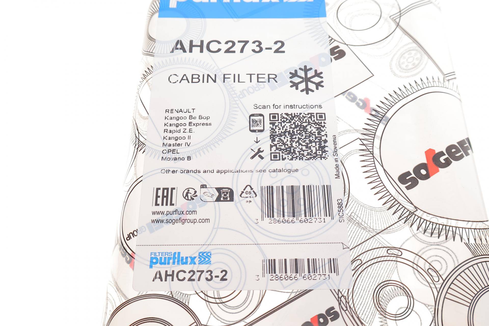 Фільтр салону Renault Kangoo 08-/ Master 10- (вугільний) (к-кт 2шт)