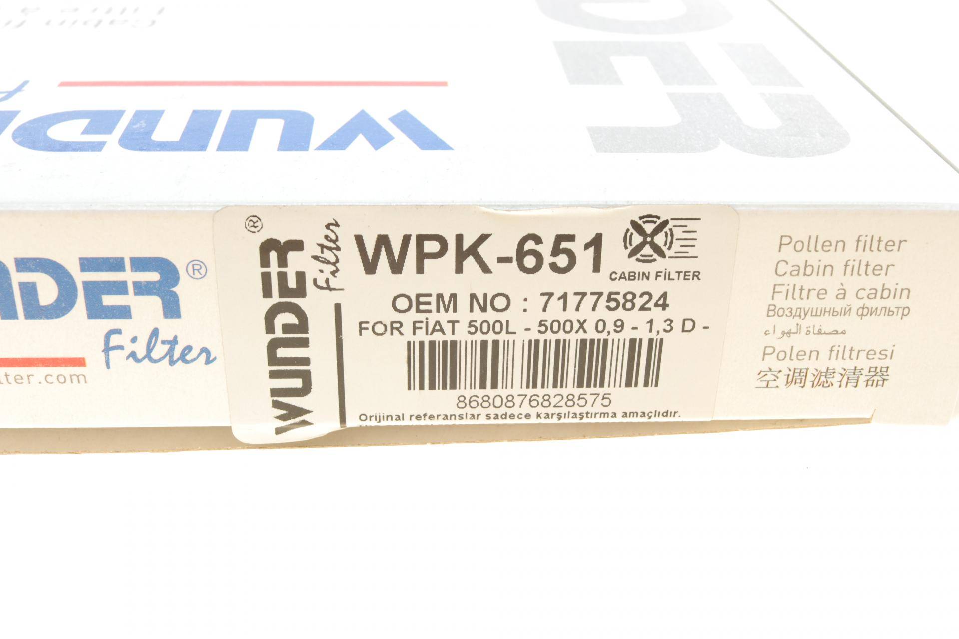 Фільтр салону Fiat 500L/500X 12-/Jeep Compass/Renegade 17- (вугільний)