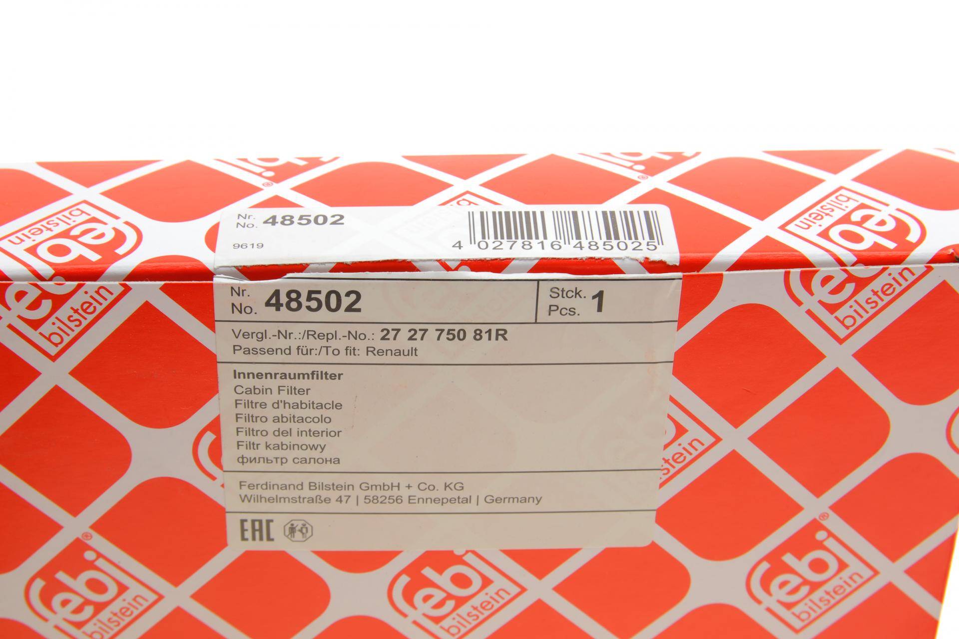 Фільтр салона Dacia Dokker/Lodgy/Renault Zoe 10- (вугільний)