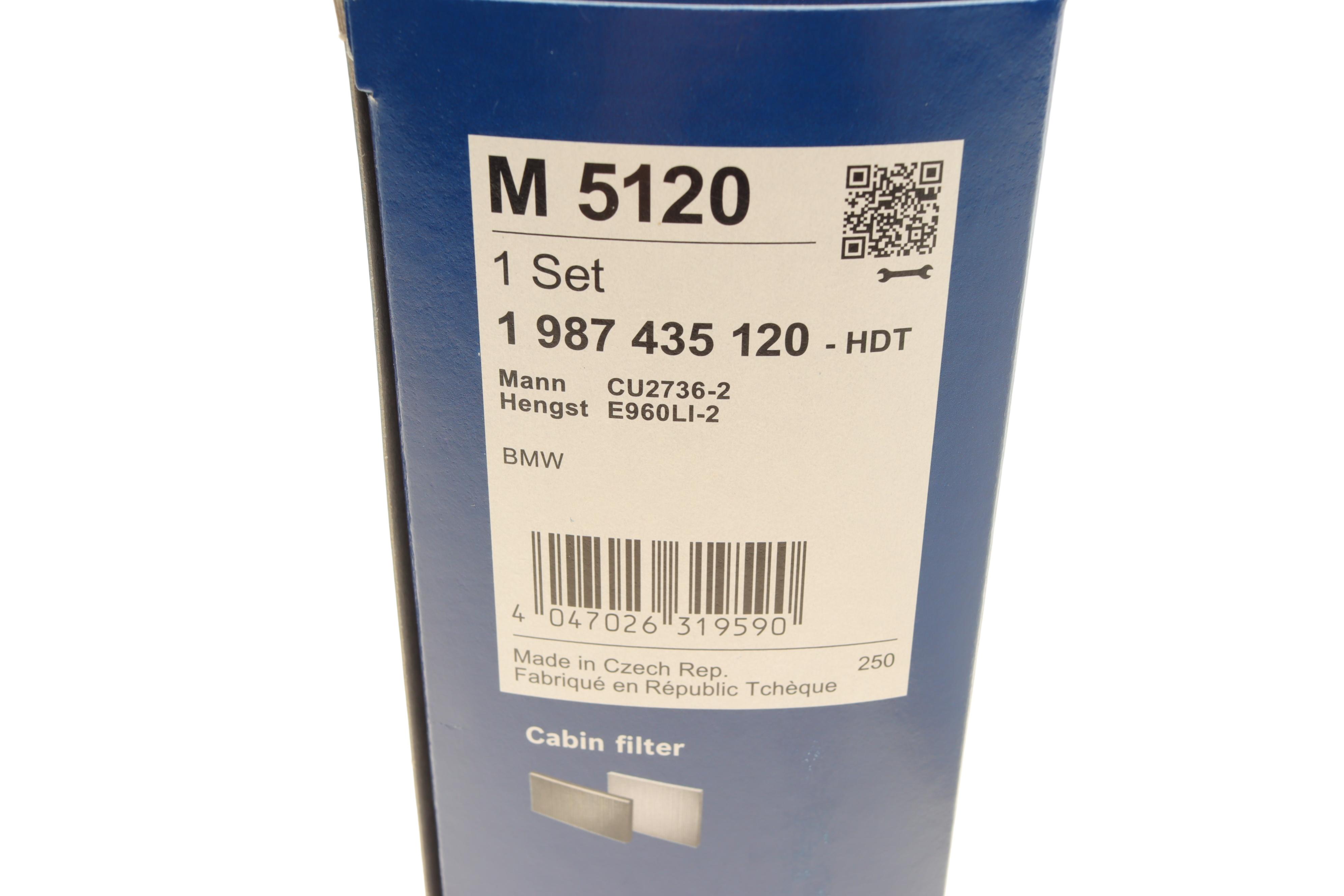 Фільтр салону BMW 5 (E39) 96-03 (к-кт 2шт.)