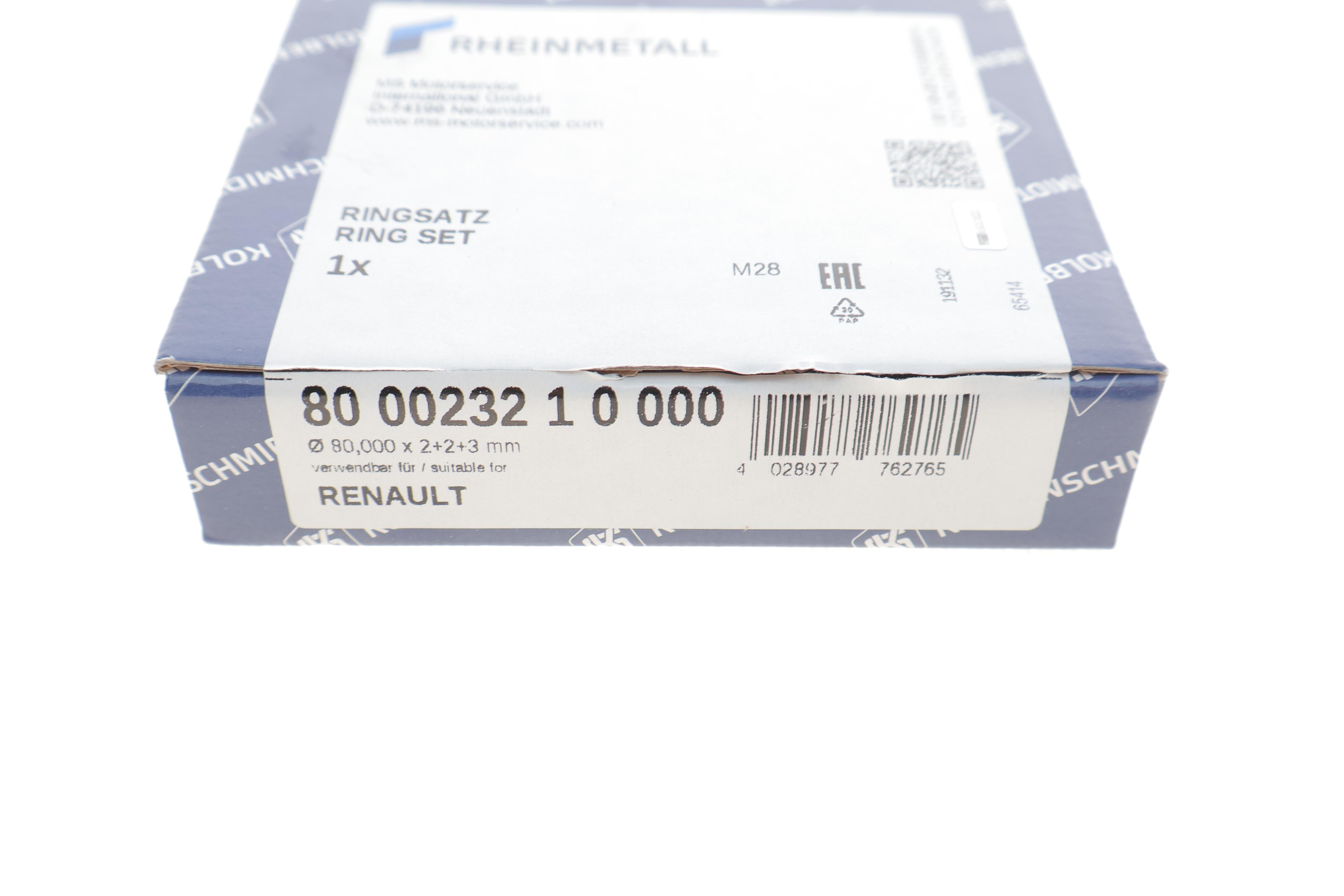 Кільця поршневі Renault Kangoo/Trafic 1.9D 97- (80.00mm/STD) (2-2-3)