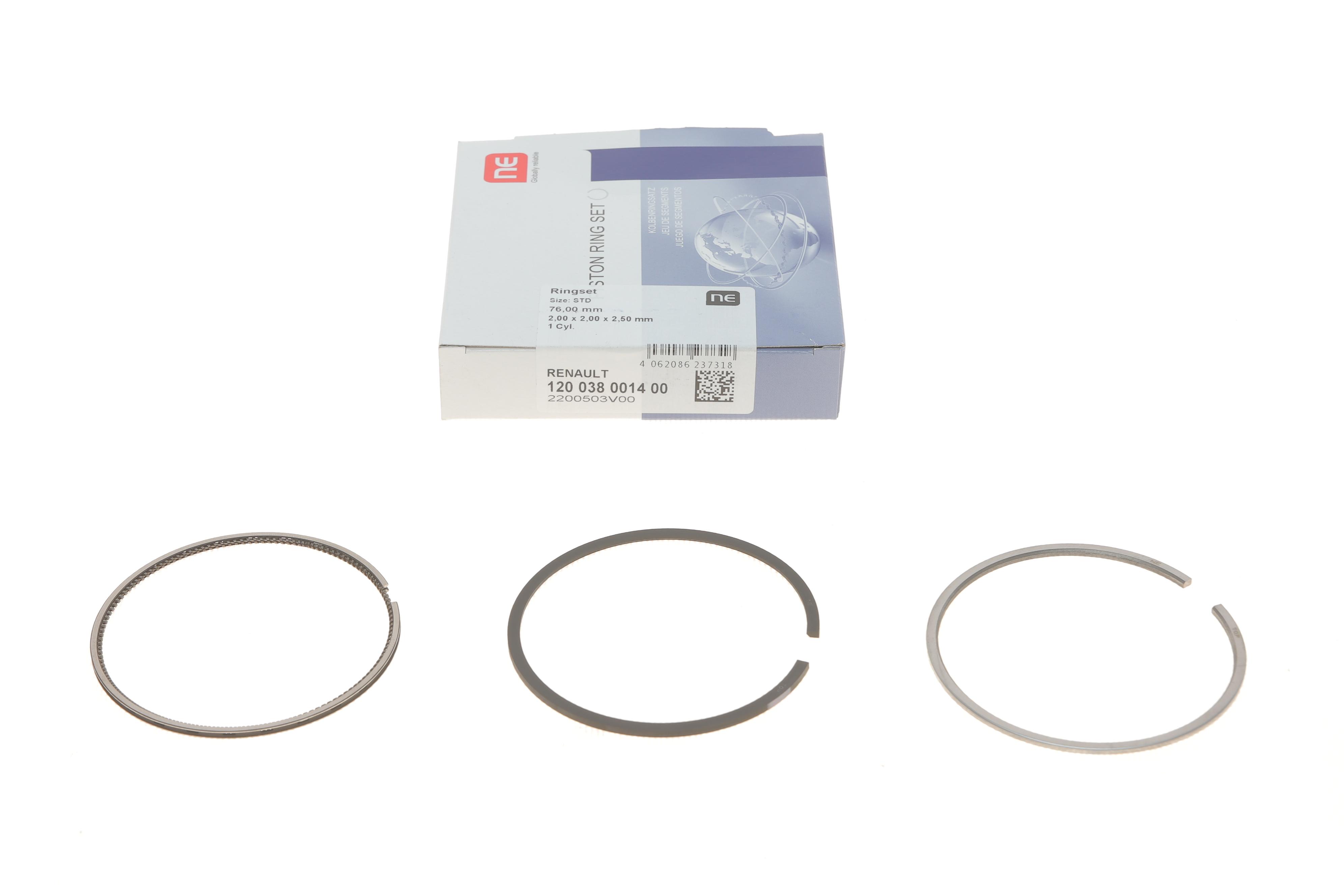 Кільця поршневі Renault Kangoo 1.5dCi 05- (76.00mm/STD) (2-2-2.5) = 8938130000