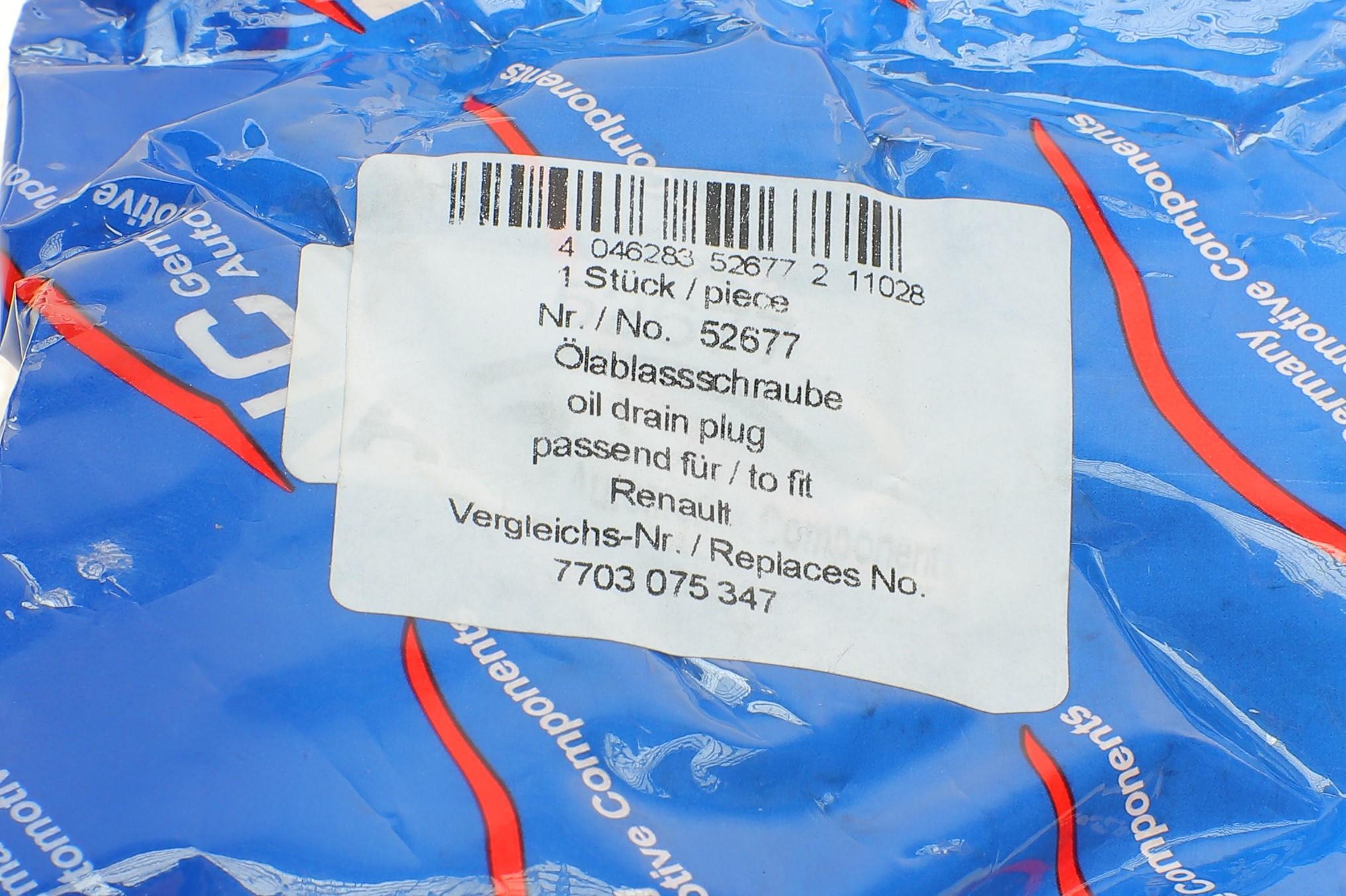 Болт зливу оливи + шайба Citroen BX/Citroen 205/306/309/405 -96 (M16x1.5)