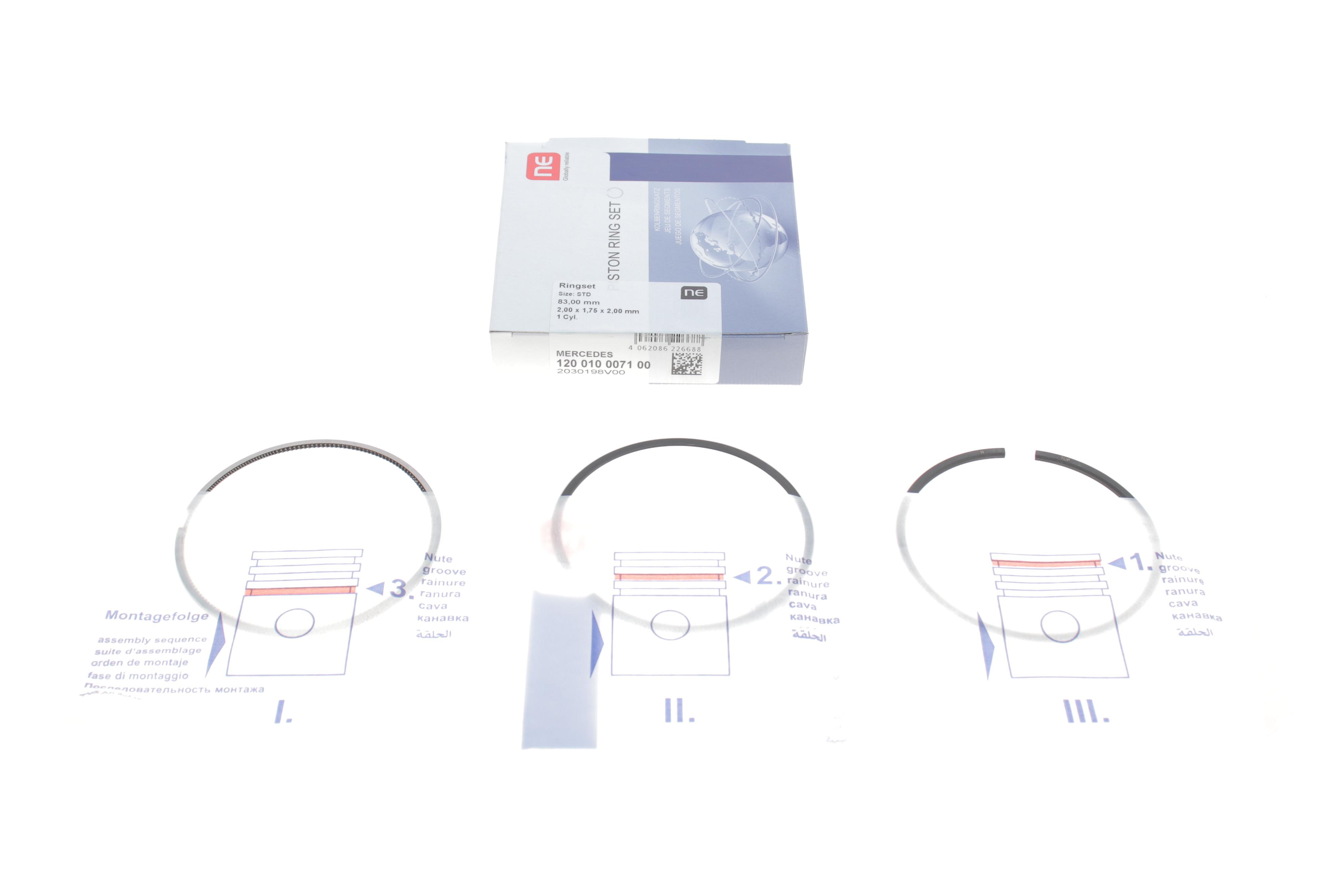 Кільця поршневі MB Sprinter 2.2CDI OM651 (83.00mm/STD) (2-1.75-2) = 8912770000